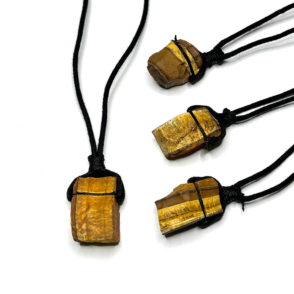 Tiger's Eye Pendant Necklace - Handmade Gemstone Cord Necklace