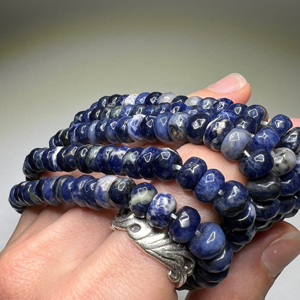 Sodalite Crystal Bracelet, Handmade Gemstone Faceted Bead Bracelet