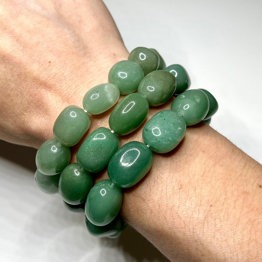 Green Aventurine Crystal Bracelet, Jelly Bean Gemstone Beaded Bracelet