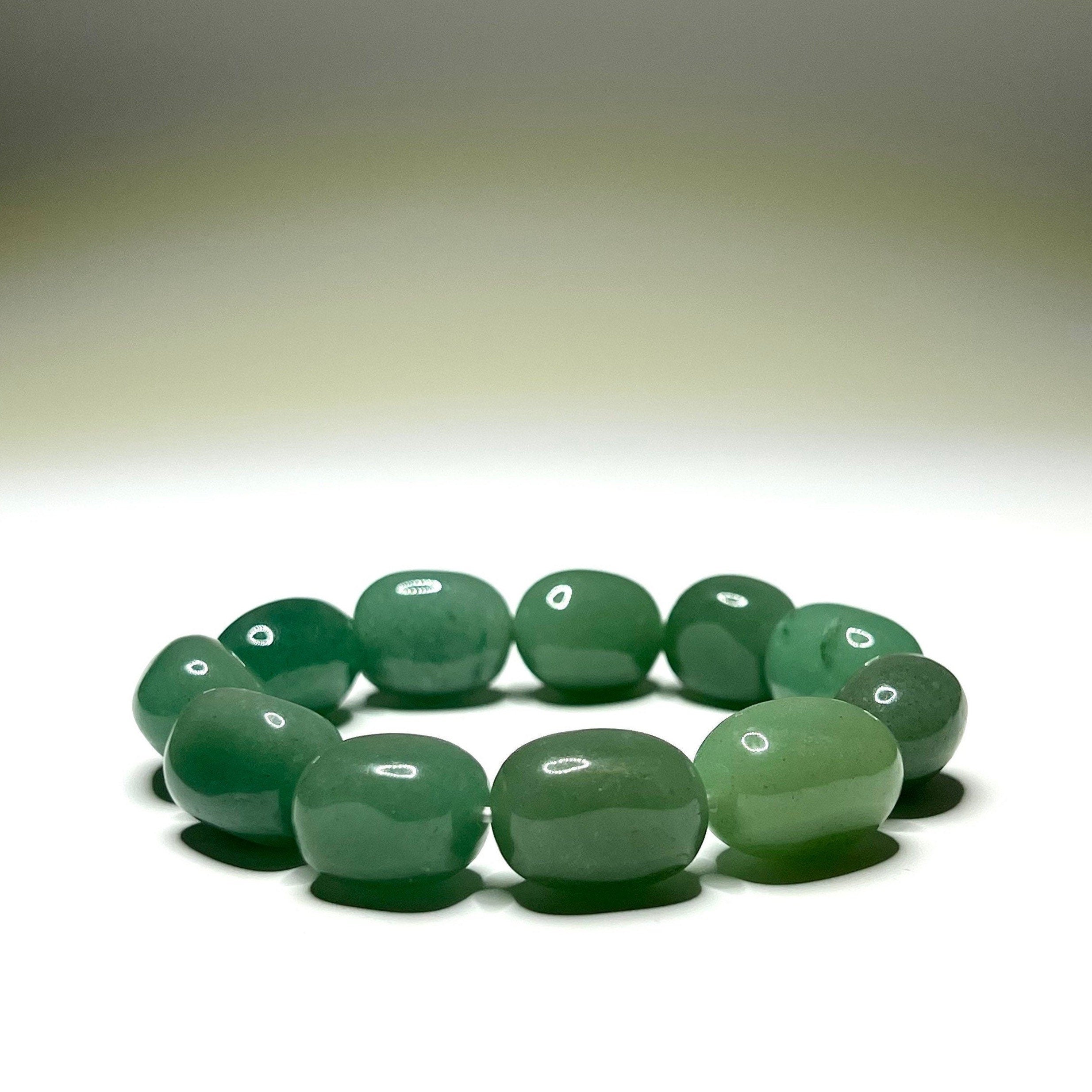 Green Aventurine Crystal Bracelet, Jelly Bean Gemstone Beaded Bracelet