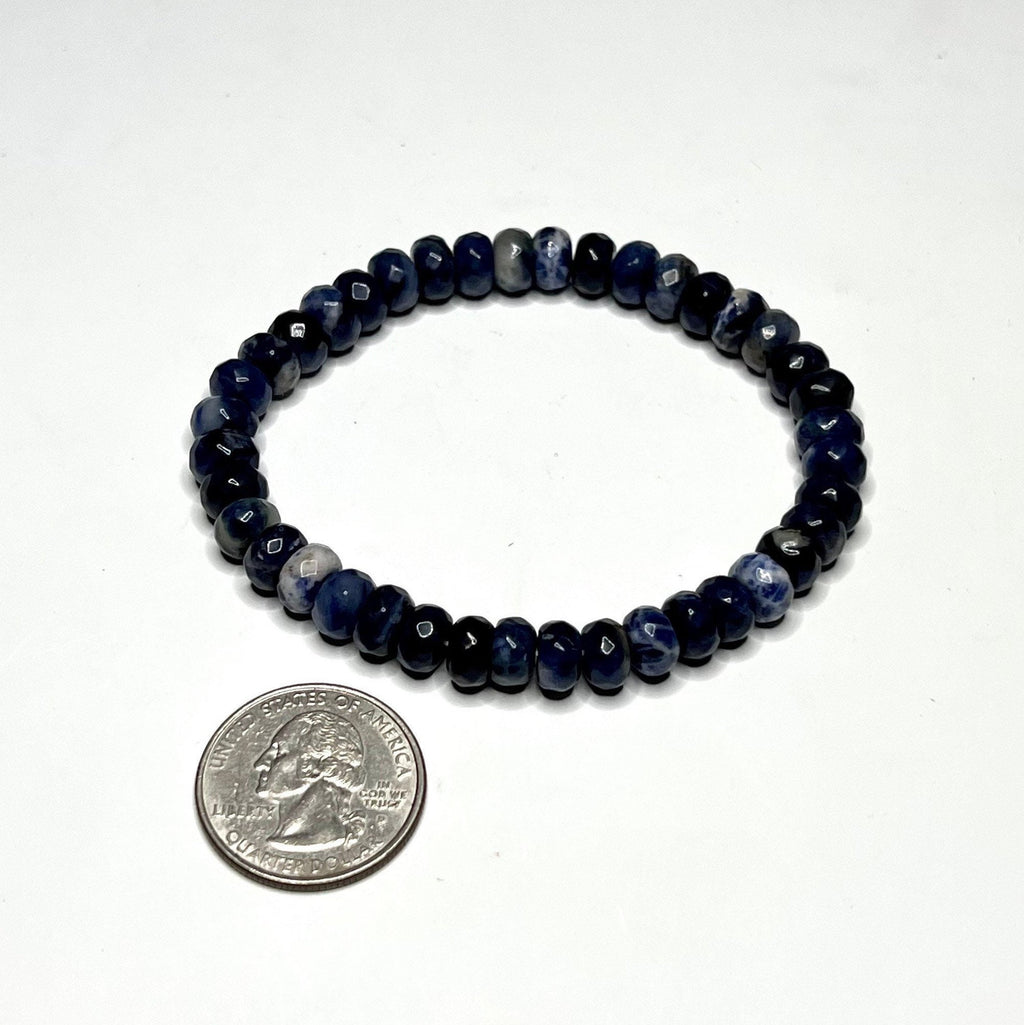Sodalite Crystal Bracelet, Handmade Gemstone Faceted Bead Bracelet