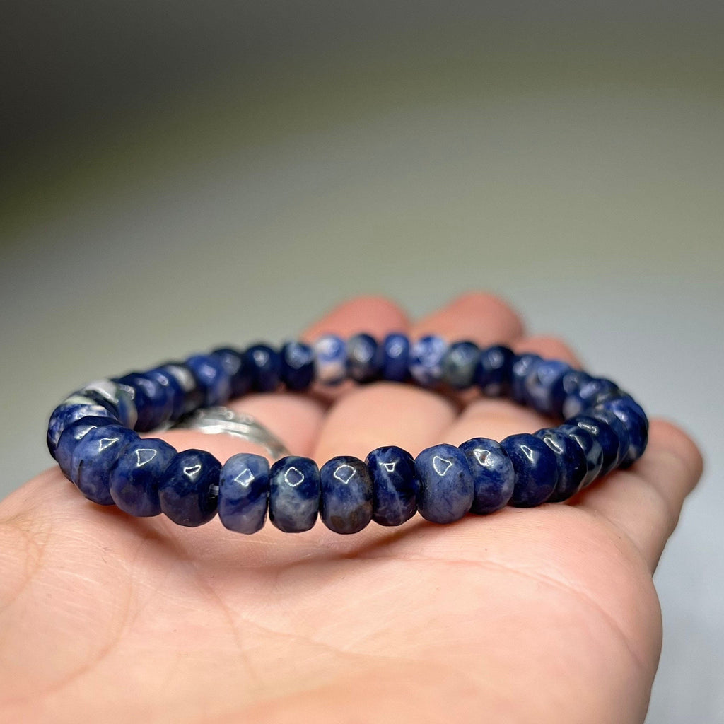 Sodalite Crystal Bracelet, Handmade Gemstone Faceted Bead Bracelet