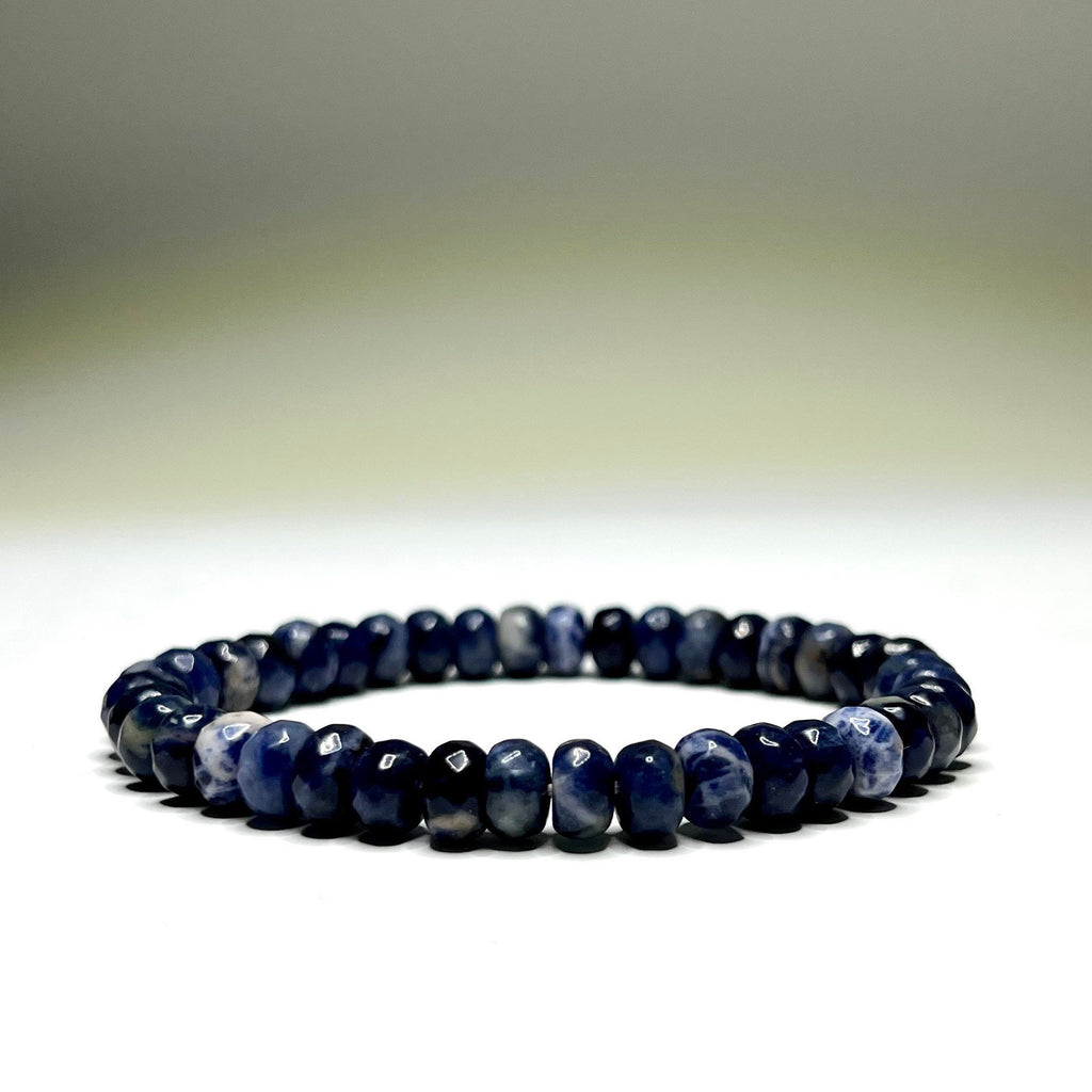 Sodalite Crystal Bracelet, Handmade Gemstone Faceted Bead Bracelet