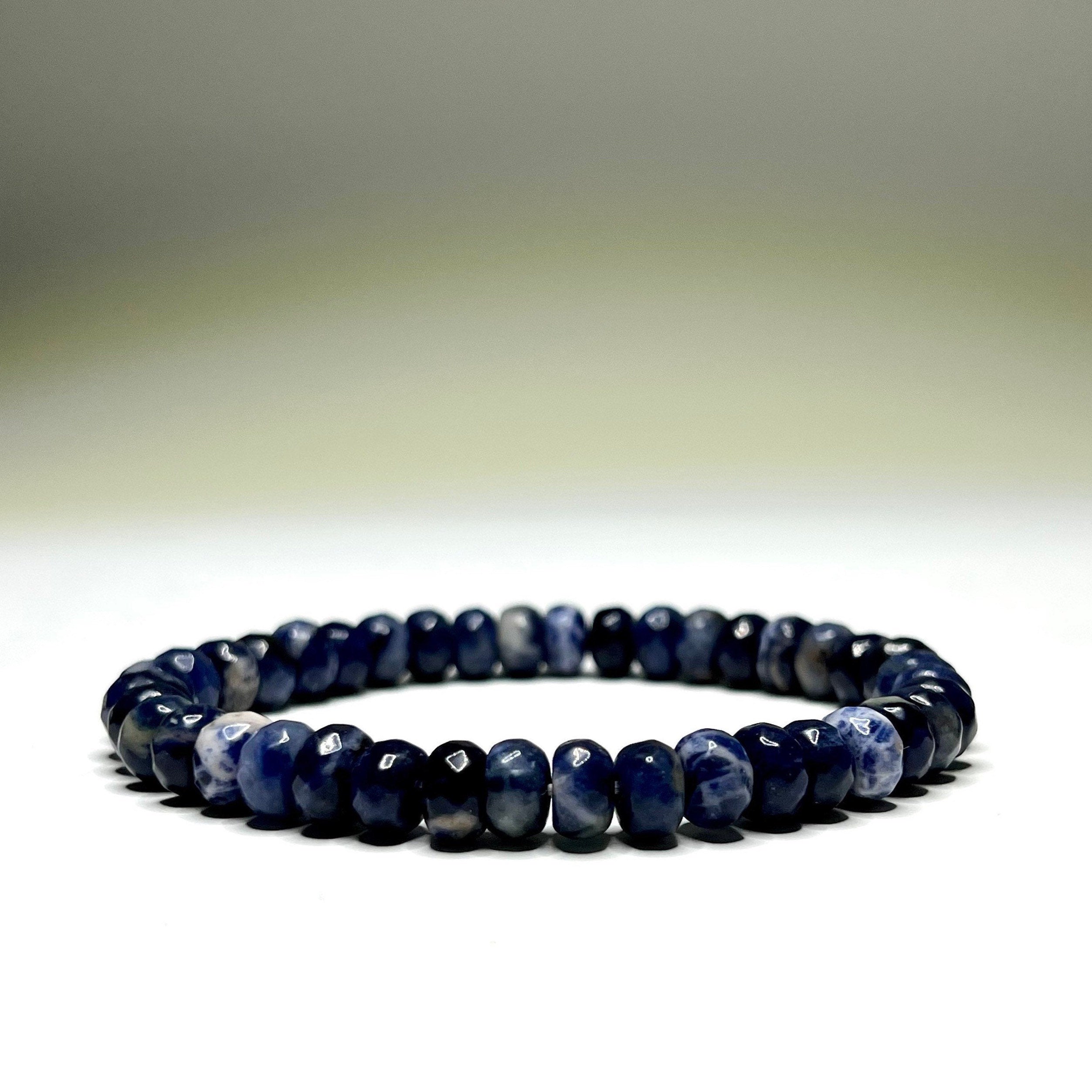 Sodalite Crystal Bracelet, Handmade Gemstone Faceted Bead Bracelet
