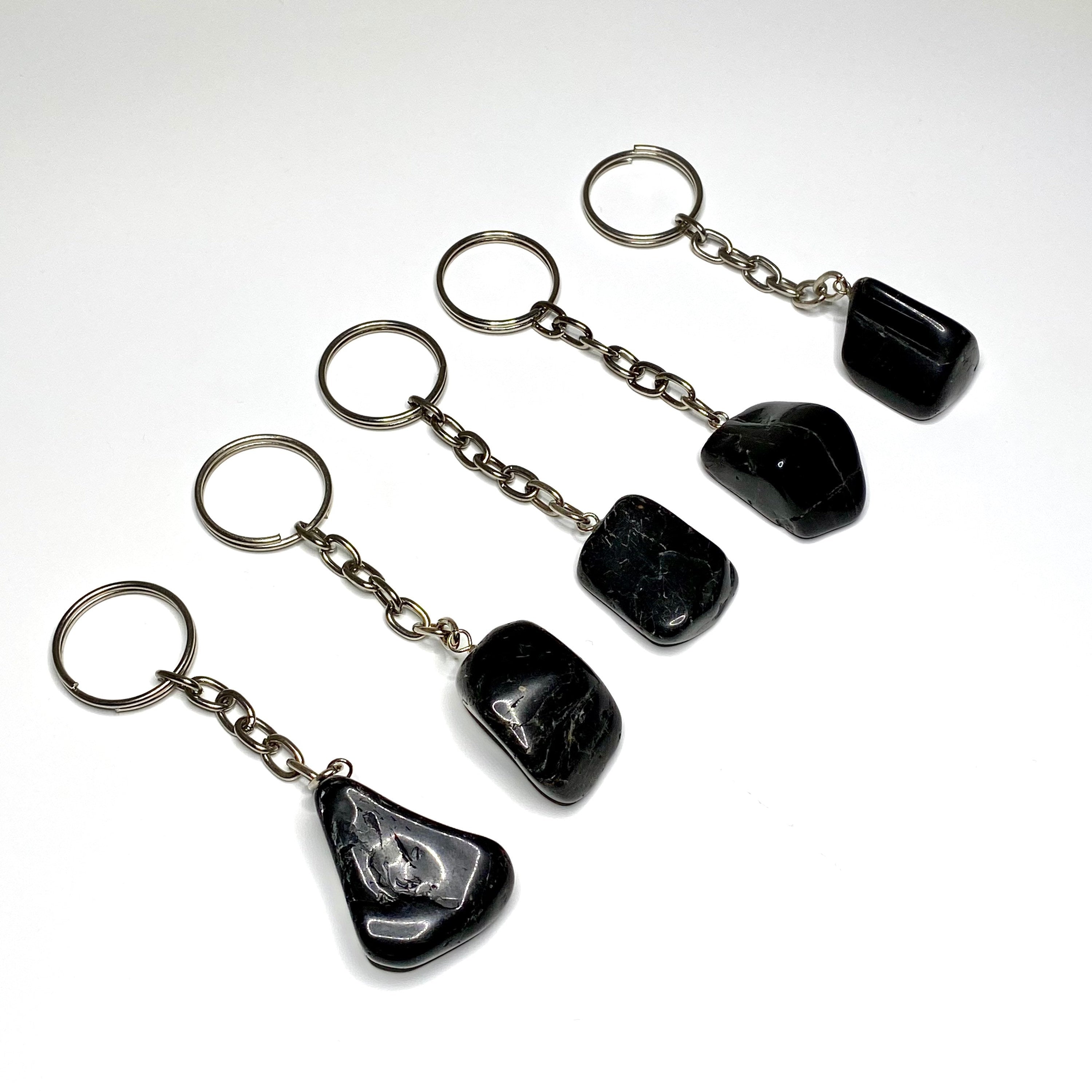 Black Tourmaline Crystal Keychain