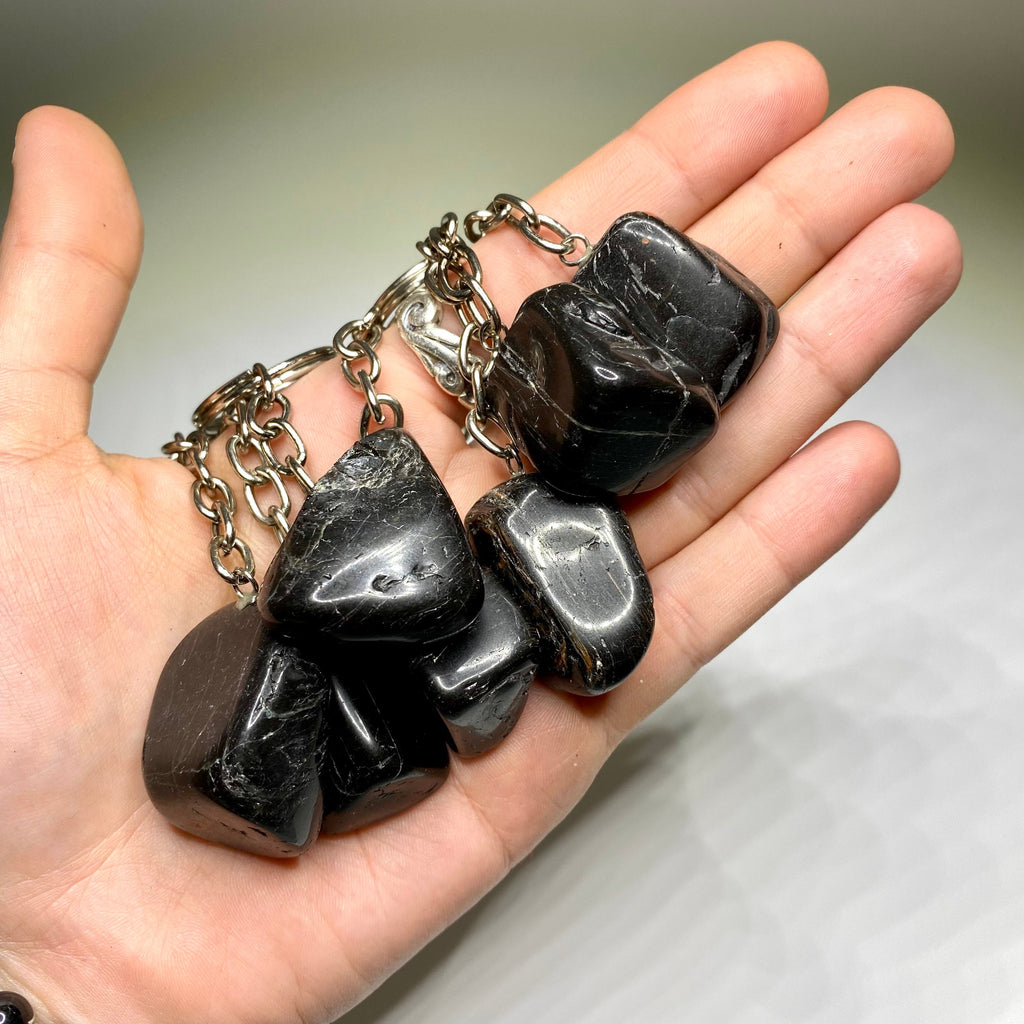 Black Tourmaline Crystal Keychain