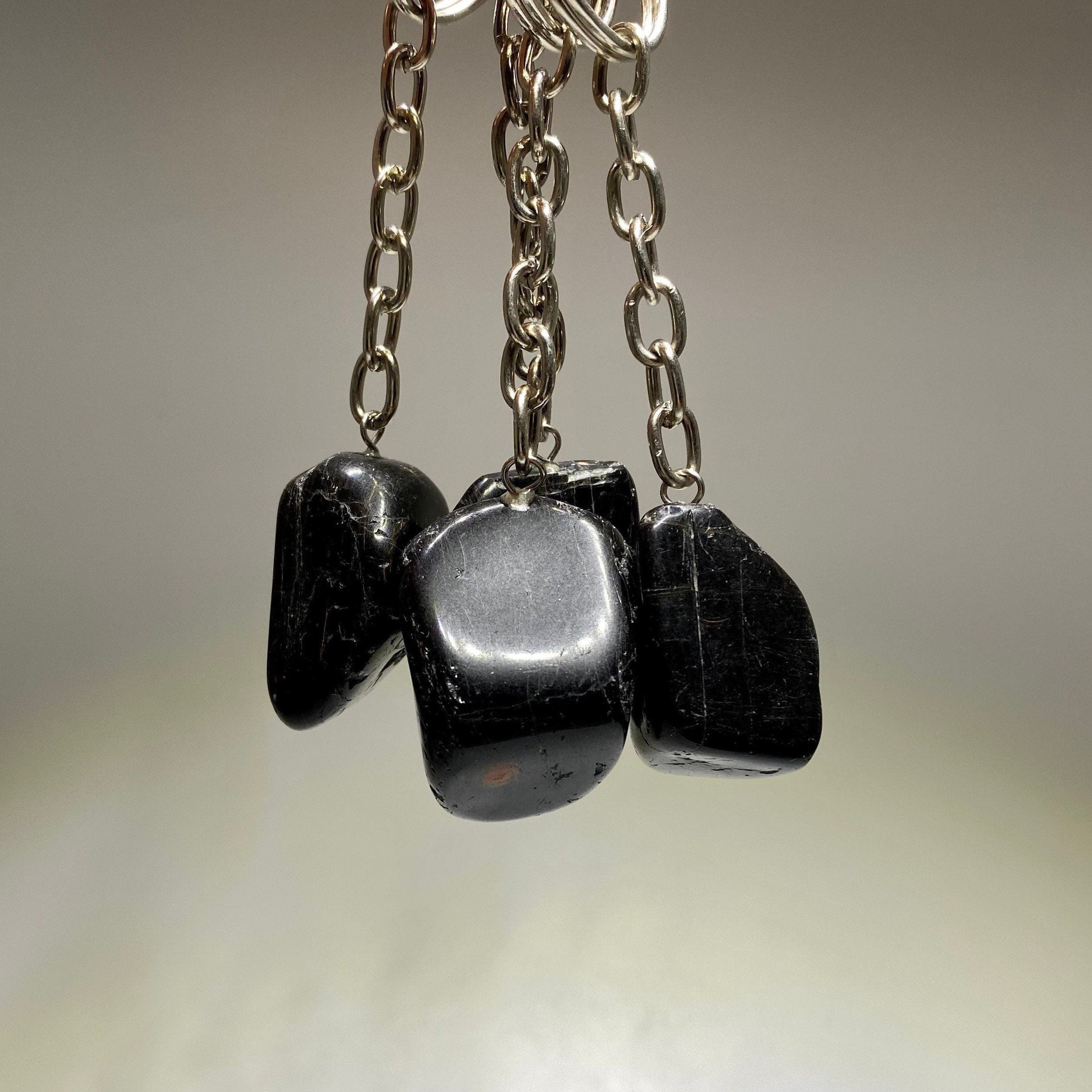 Black Tourmaline Crystal Keychain