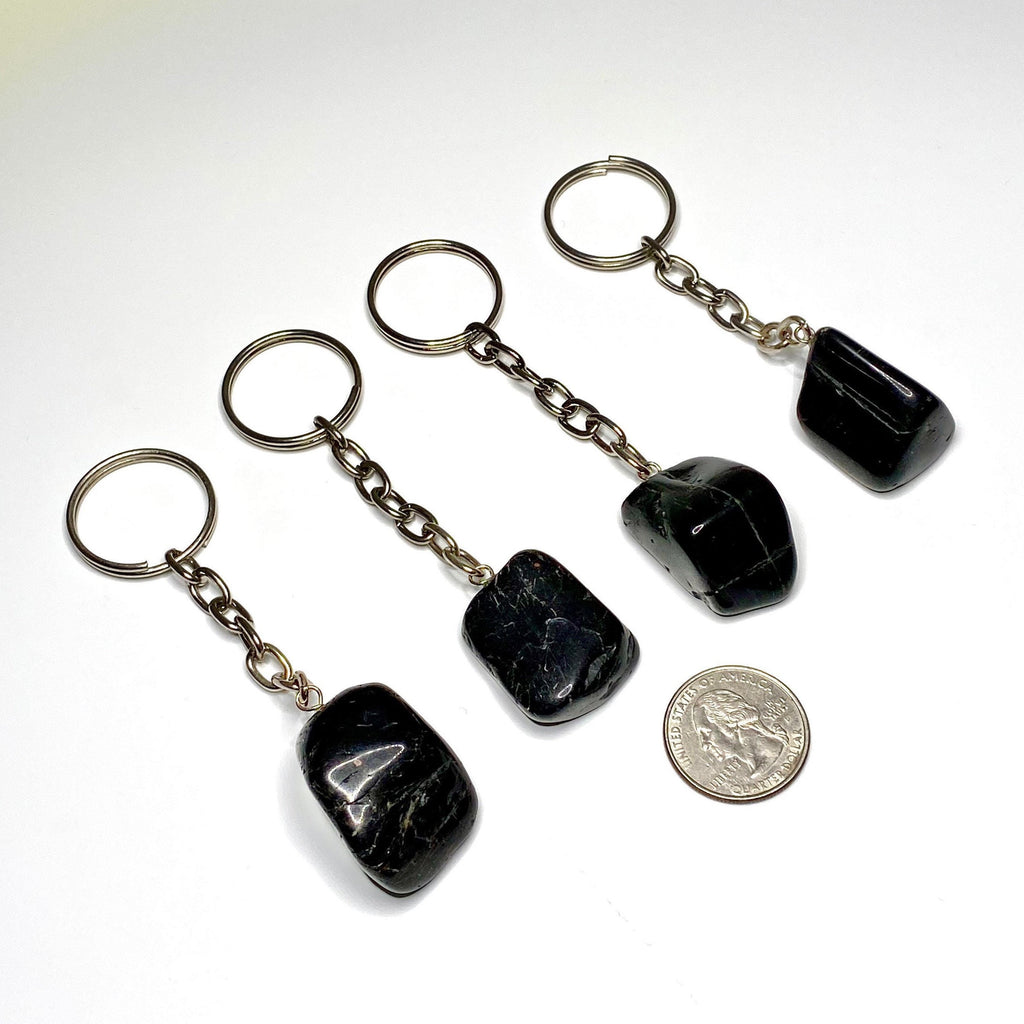 Black Tourmaline Crystal Keychain