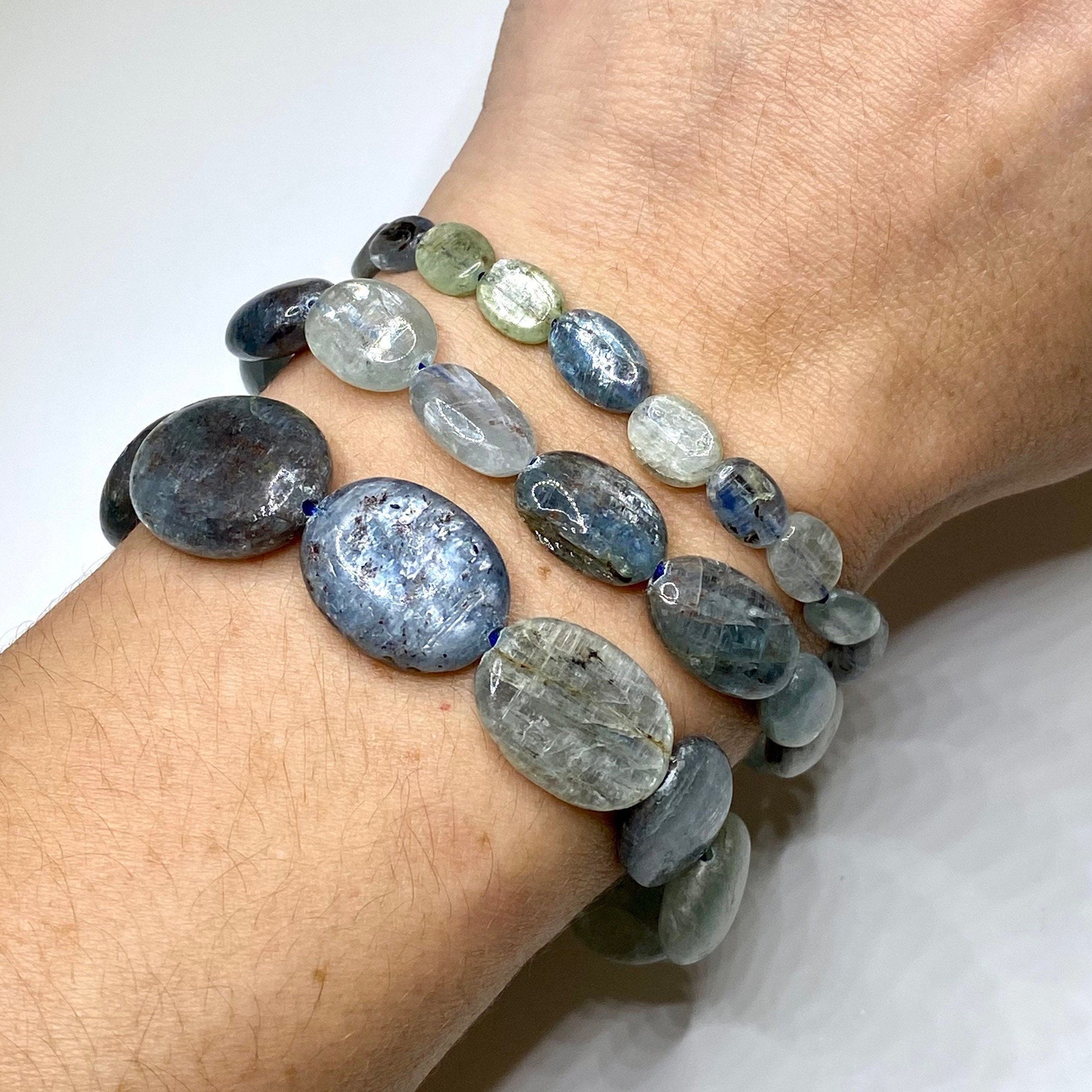 Blue Kyanite Crystal Bracelet: Handmade Gemstone Beaded Bracelet