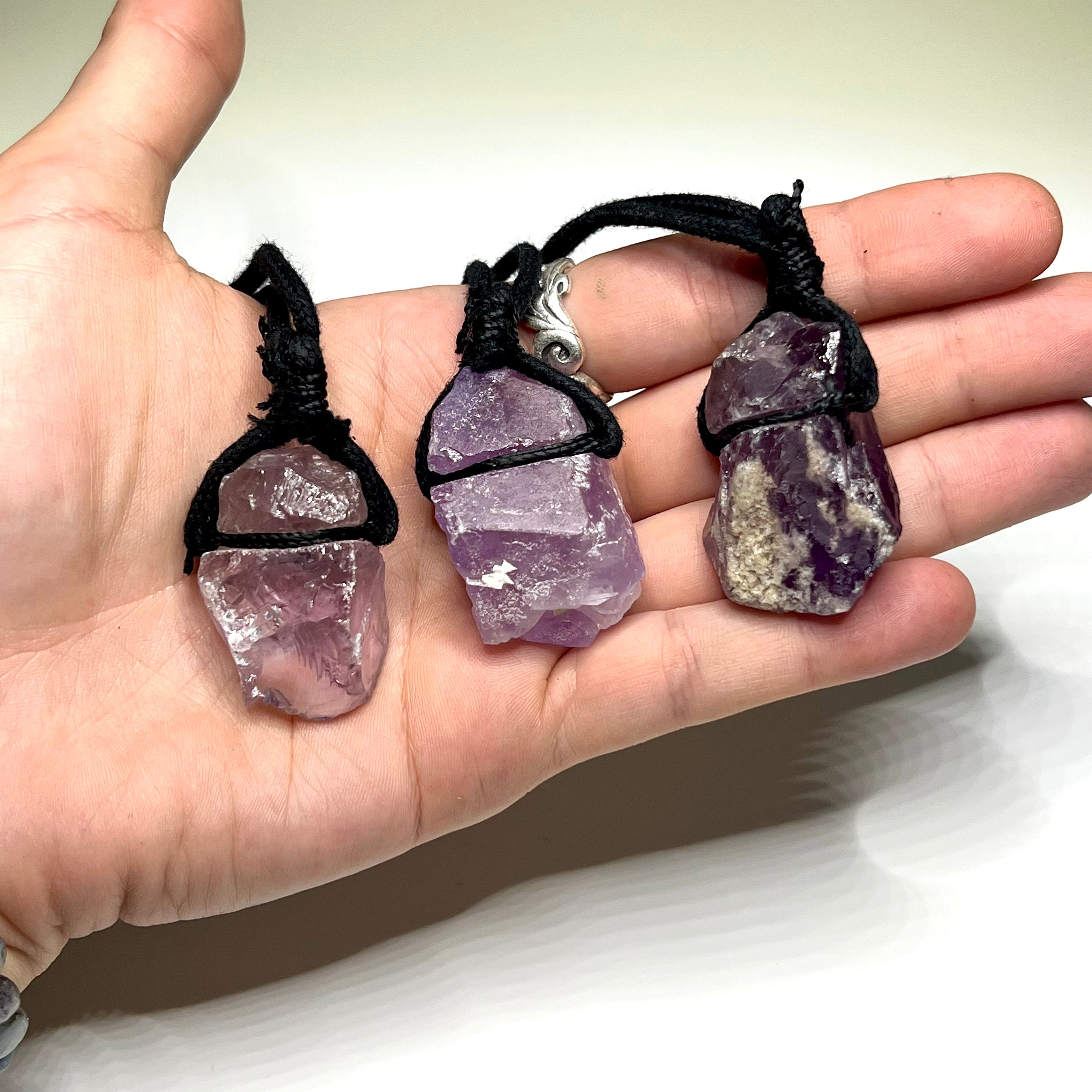 Raw Amethyst Crystal Cord Necklace
