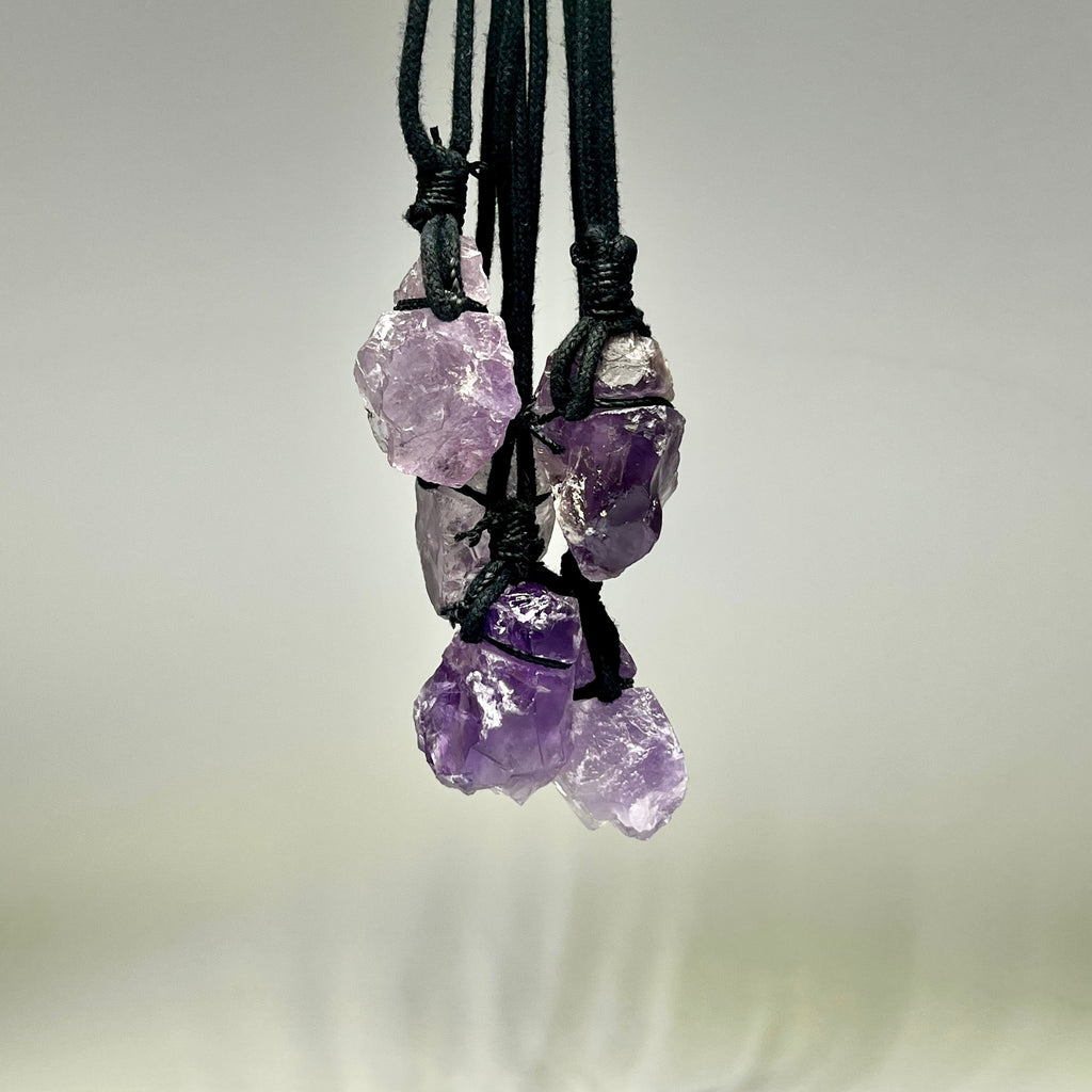 Raw Amethyst Crystal Cord Necklace