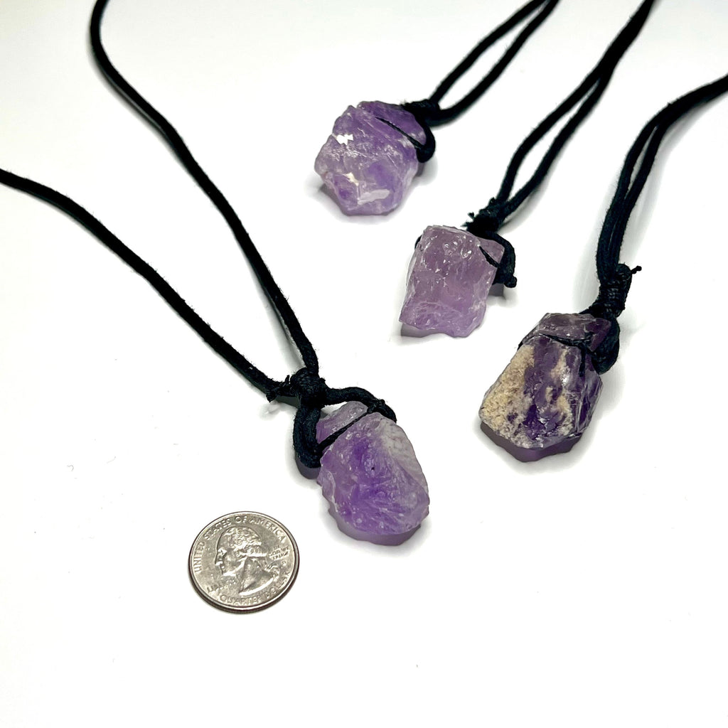 Raw Amethyst Crystal Cord Necklace