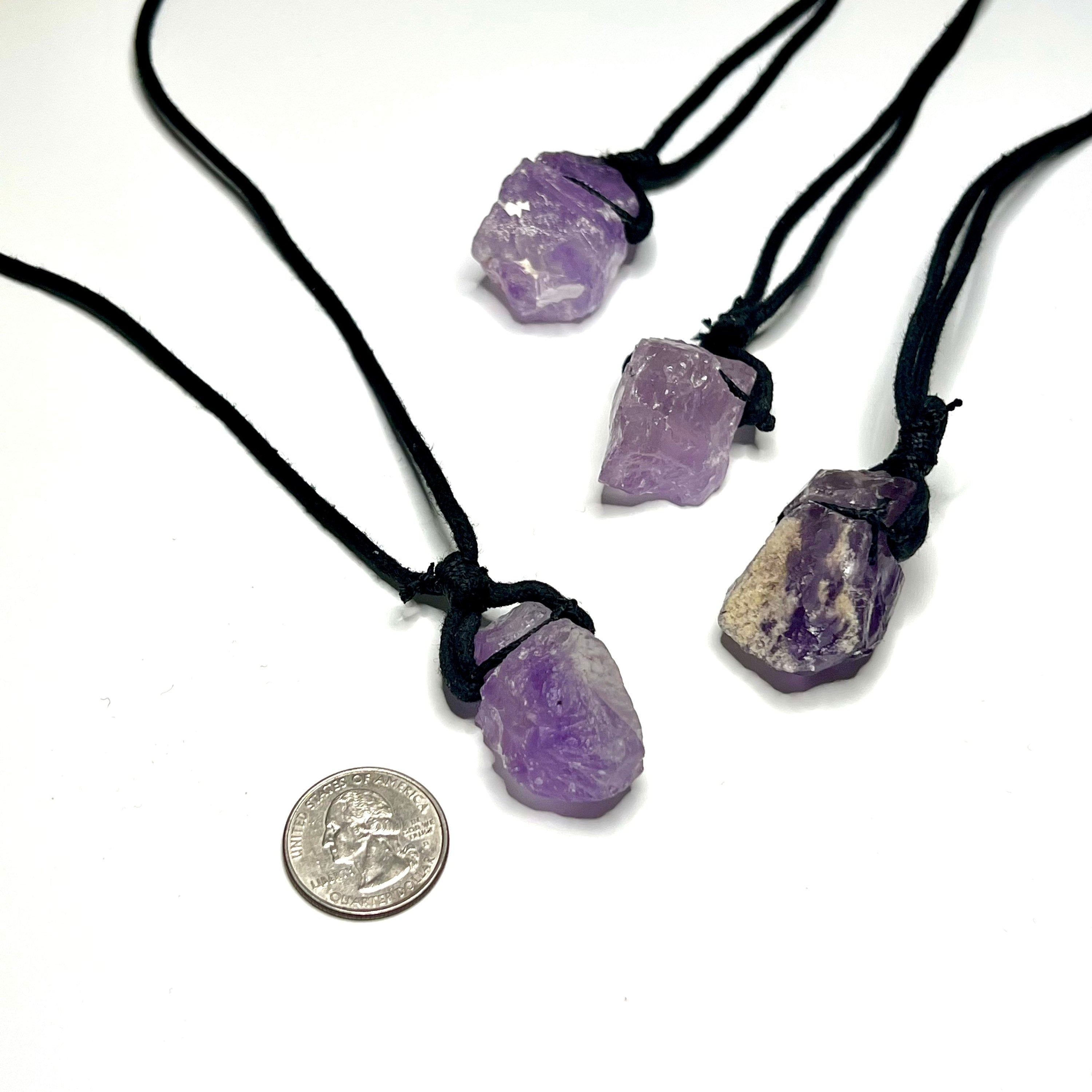 Raw Amethyst Crystal Cord Necklace