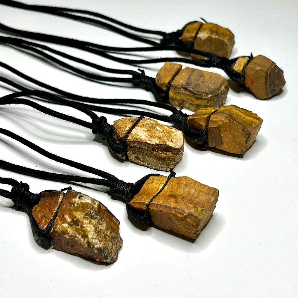 Tiger's Eye Pendant Necklace - Handmade Gemstone Cord Necklace