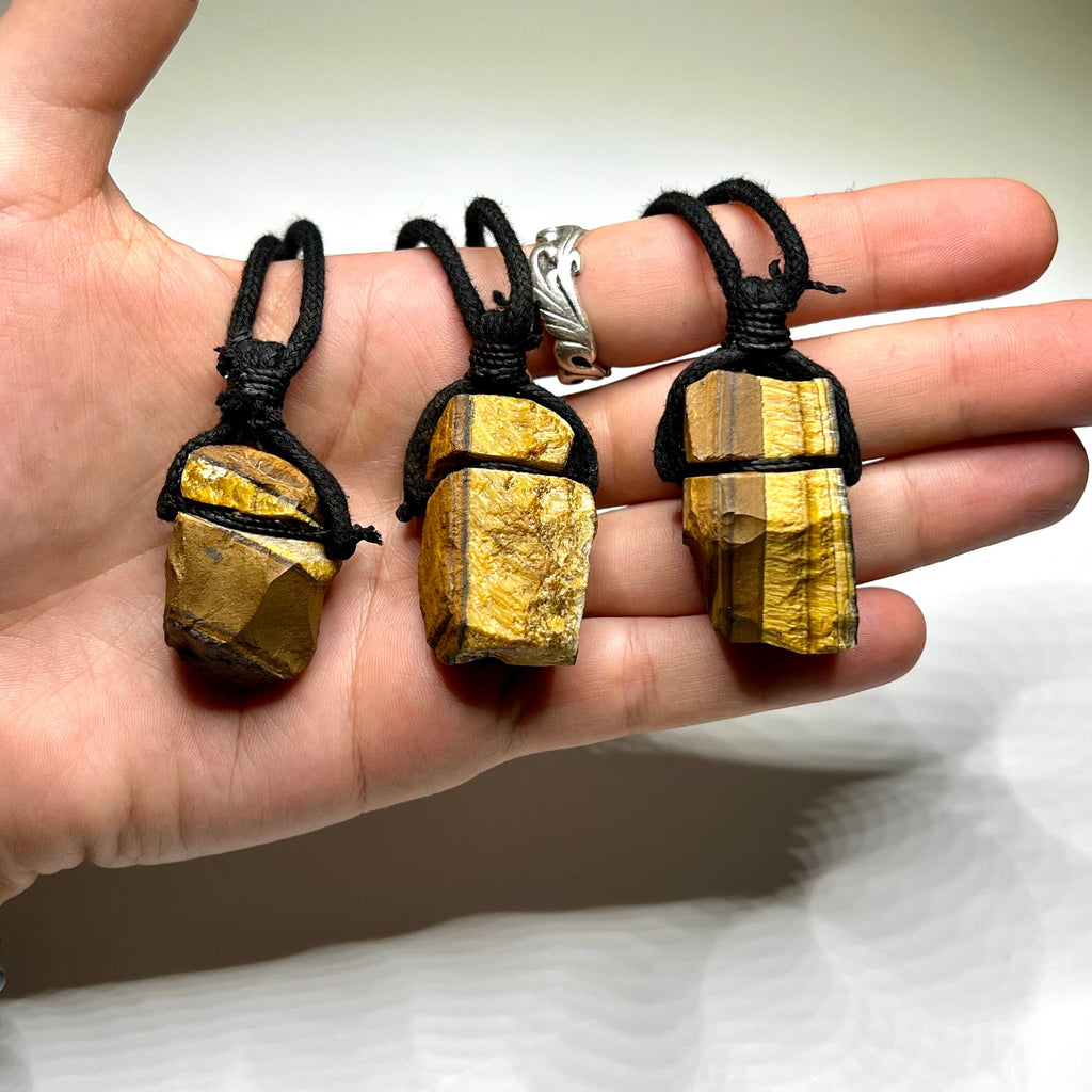 Tiger's Eye Pendant Necklace - Handmade Gemstone Cord Necklace