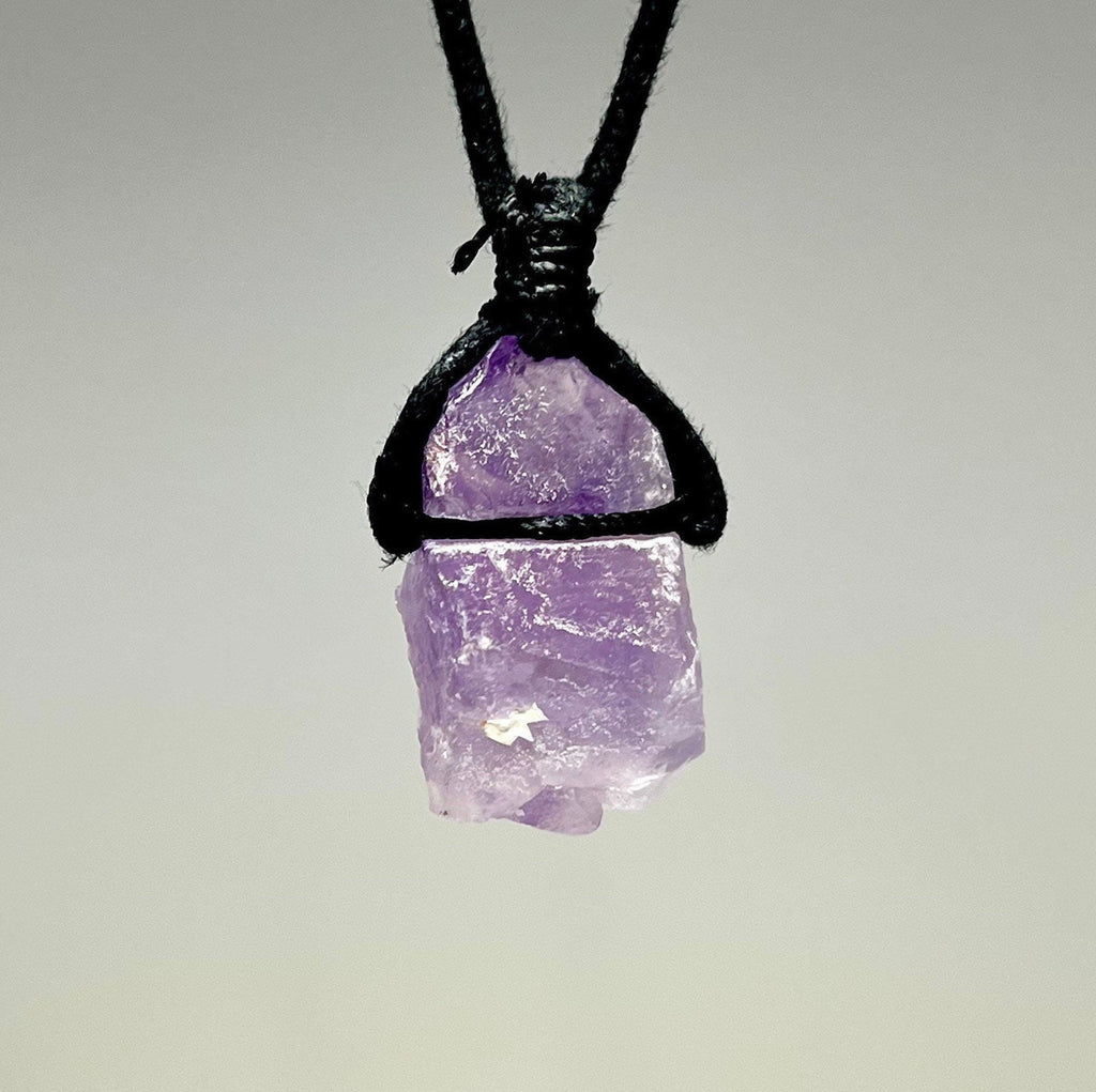 Raw Amethyst Crystal Cord Necklace