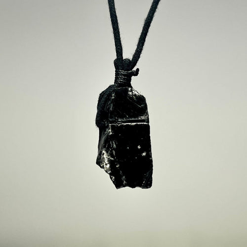 Black Obsidian Crystal Cord Necklace: Protection Stone