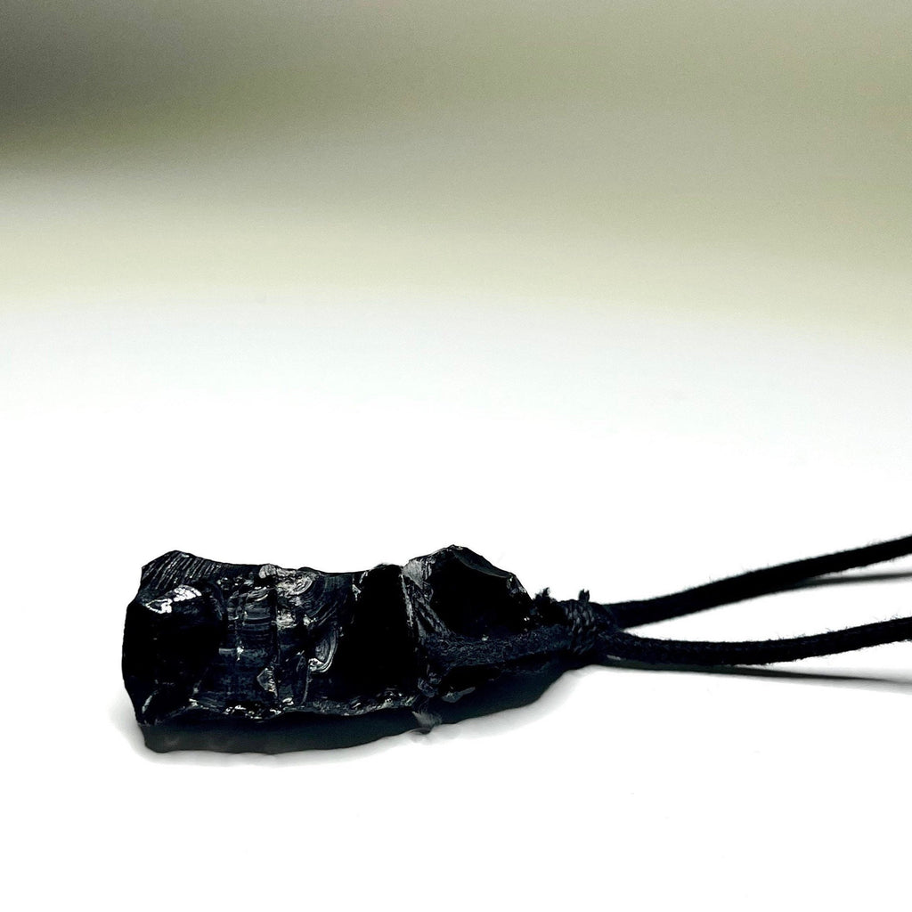 Black Obsidian Crystal Cord Necklace: Protection Stone