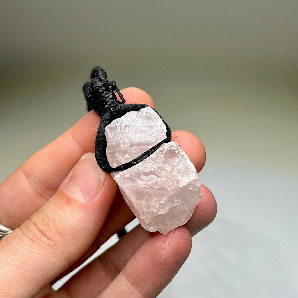 Rose Quartz Crystal Cord Necklace: Metaphysical Gemstone