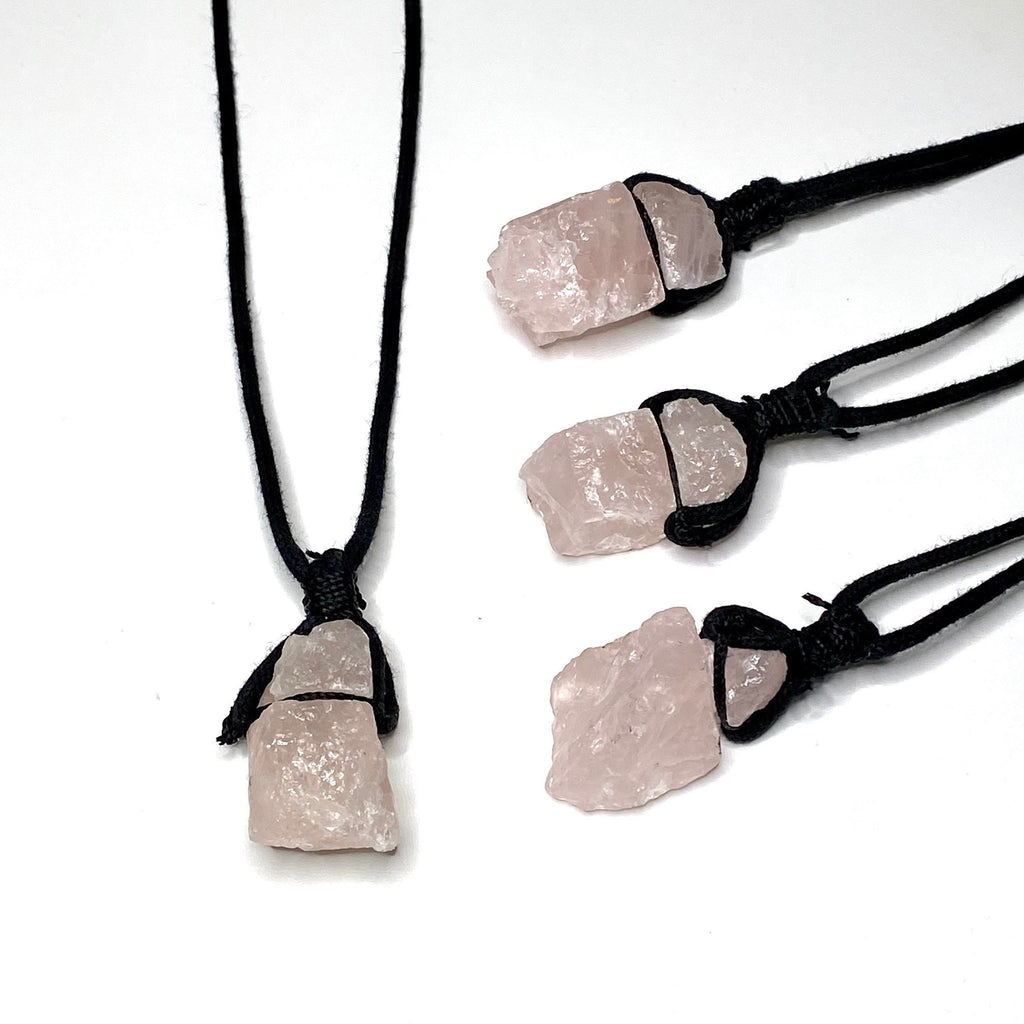 Rose Quartz Crystal Cord Necklace: Metaphysical Gemstone