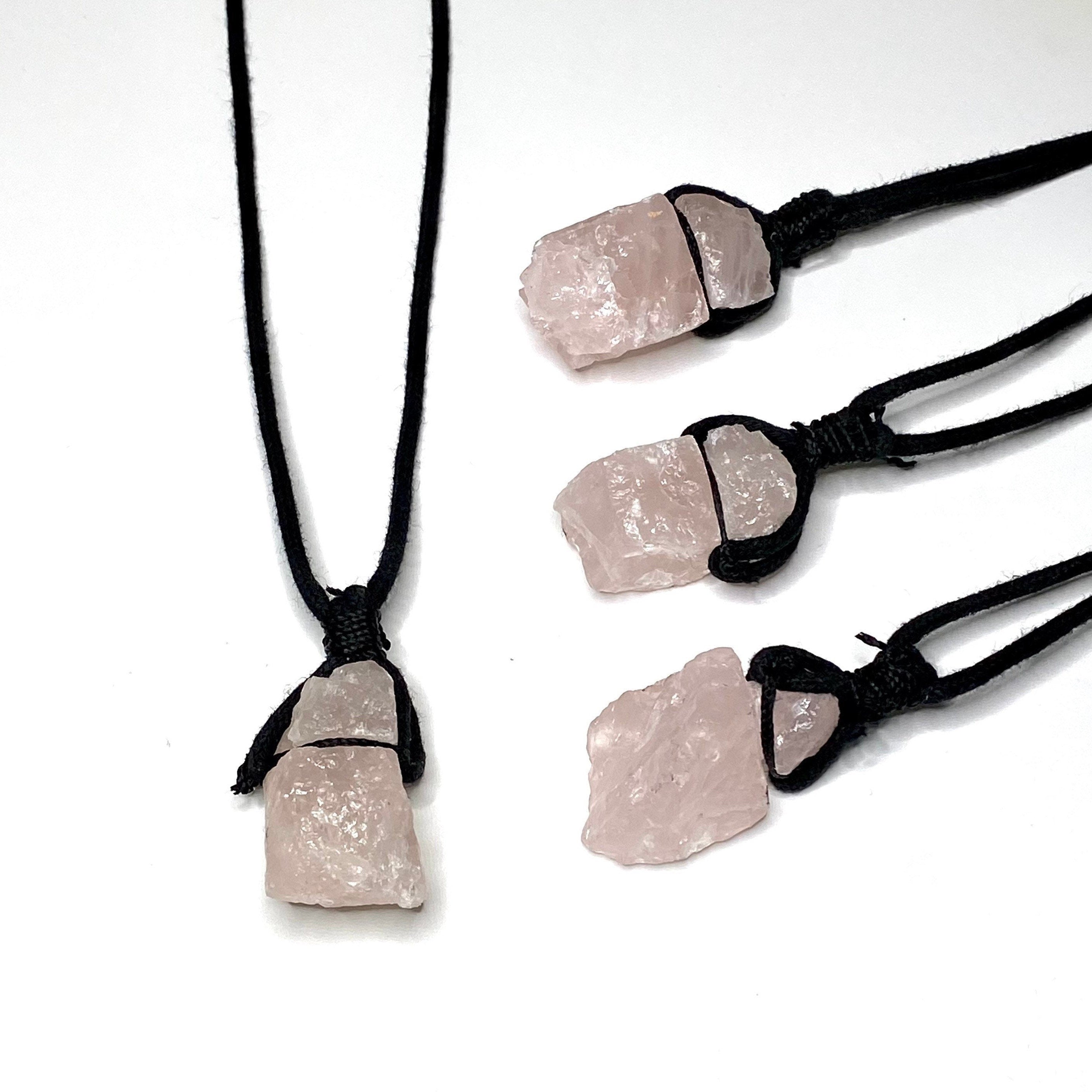 Rose Quartz Crystal Cord Necklace: Metaphysical Gemstone