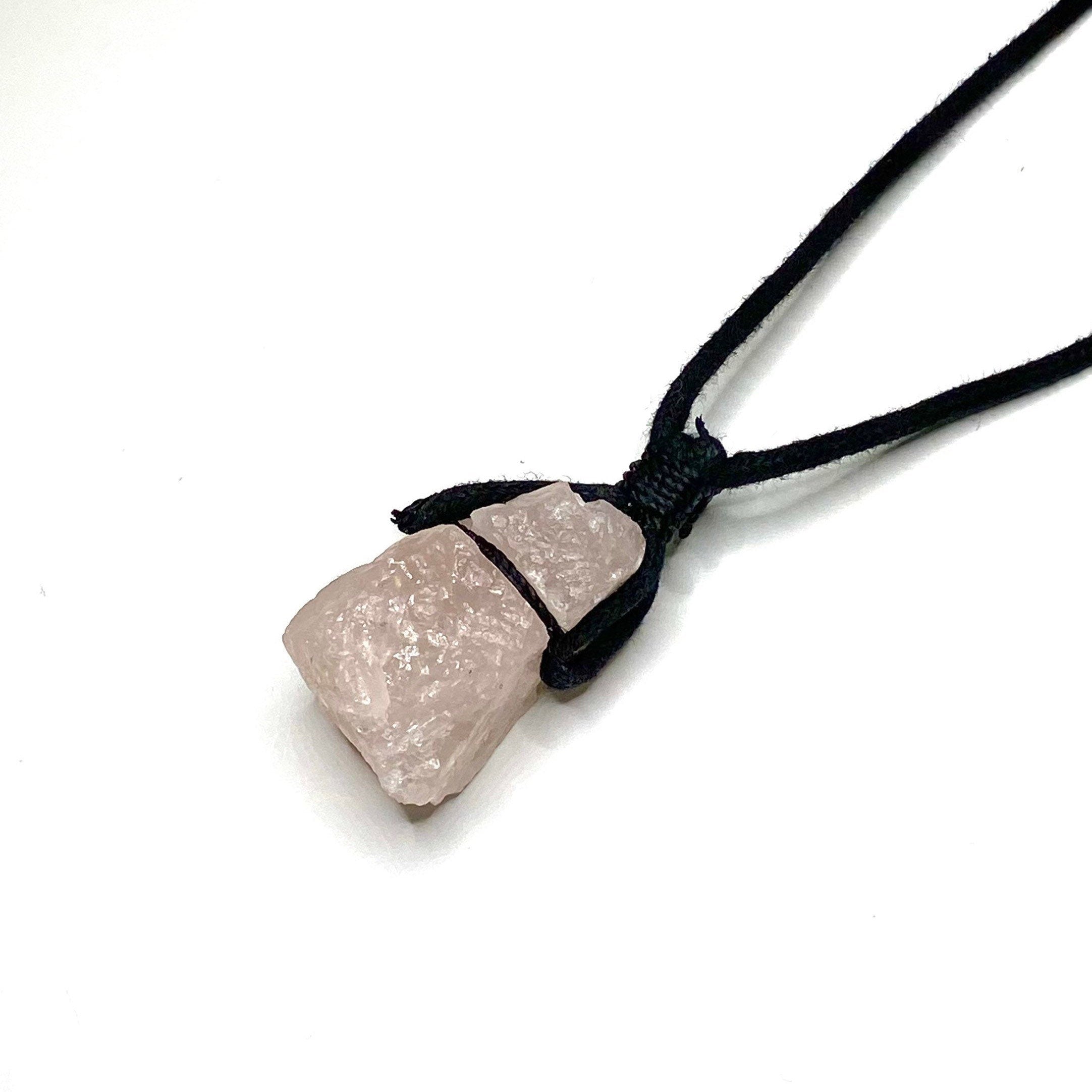 Rose Quartz Crystal Cord Necklace: Metaphysical Gemstone