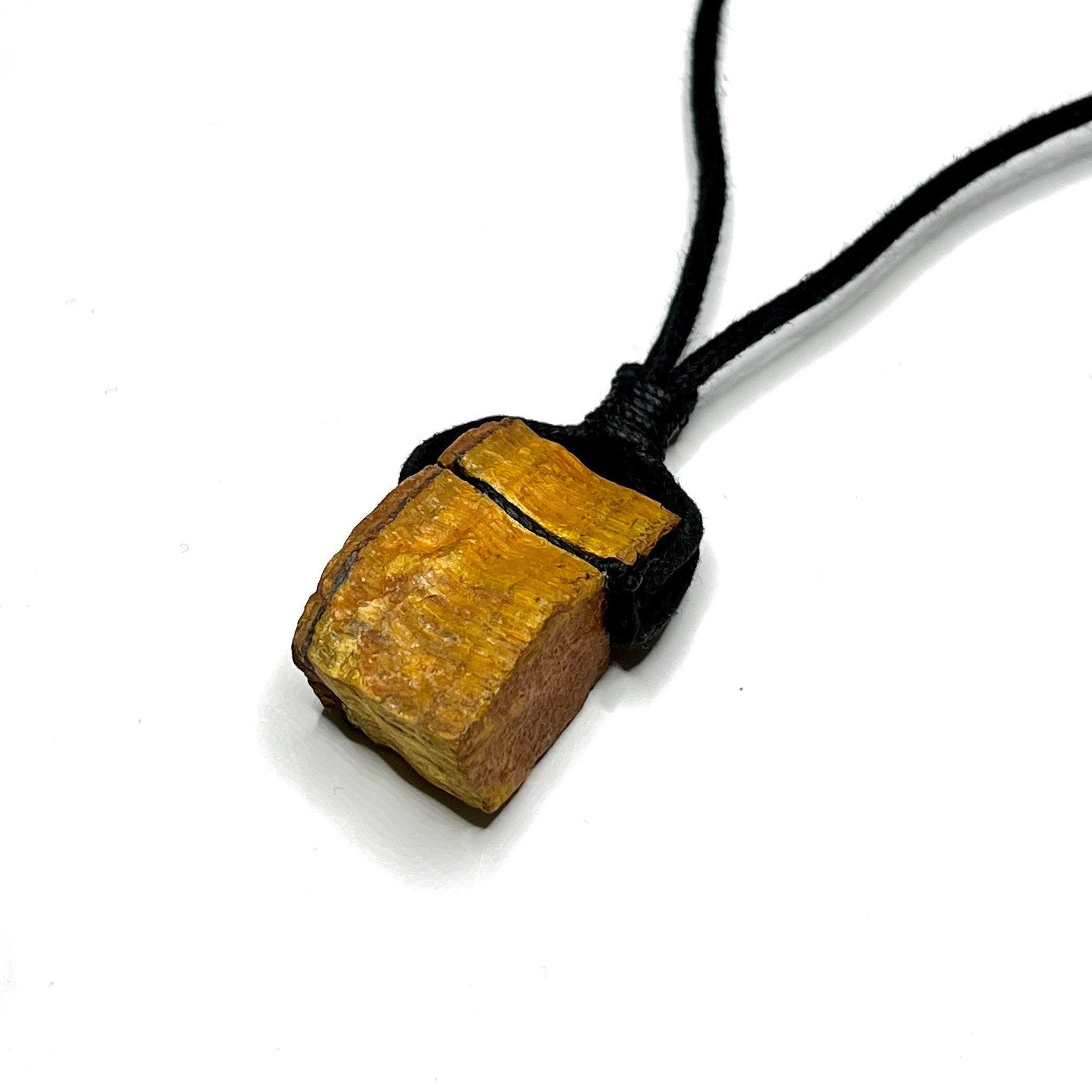 Tiger's Eye Pendant Necklace - Handmade Gemstone Cord Necklace