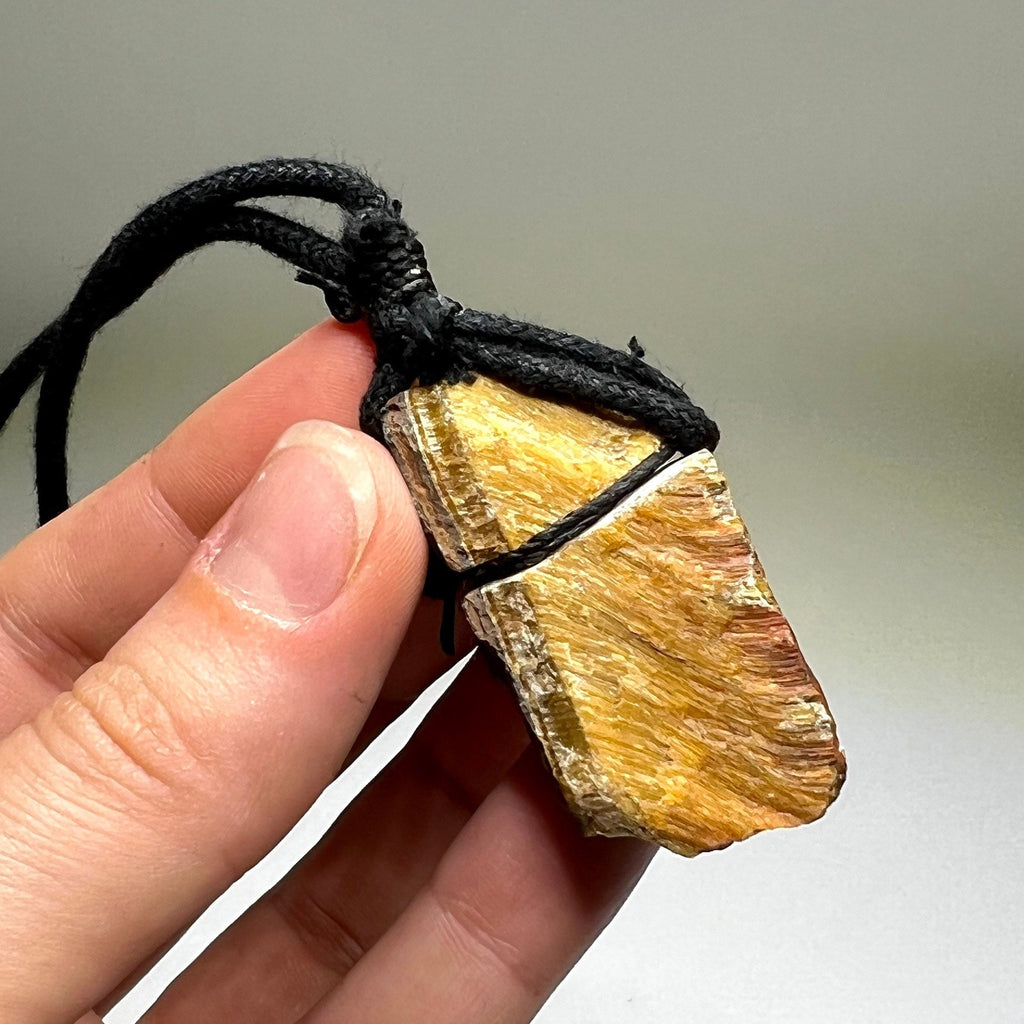 Tiger's Eye Pendant Necklace - Handmade Gemstone Cord Necklace