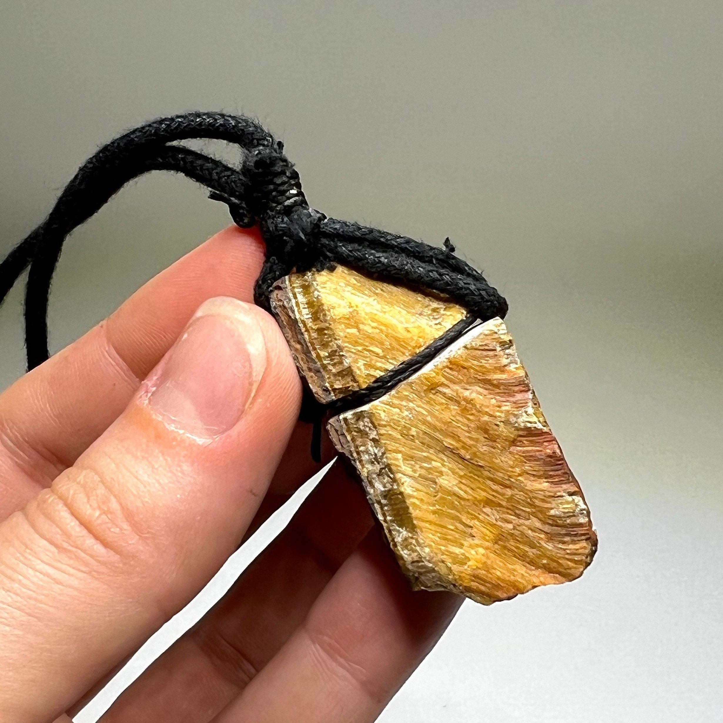 Tiger's Eye Pendant Necklace - Handmade Gemstone Cord Necklace