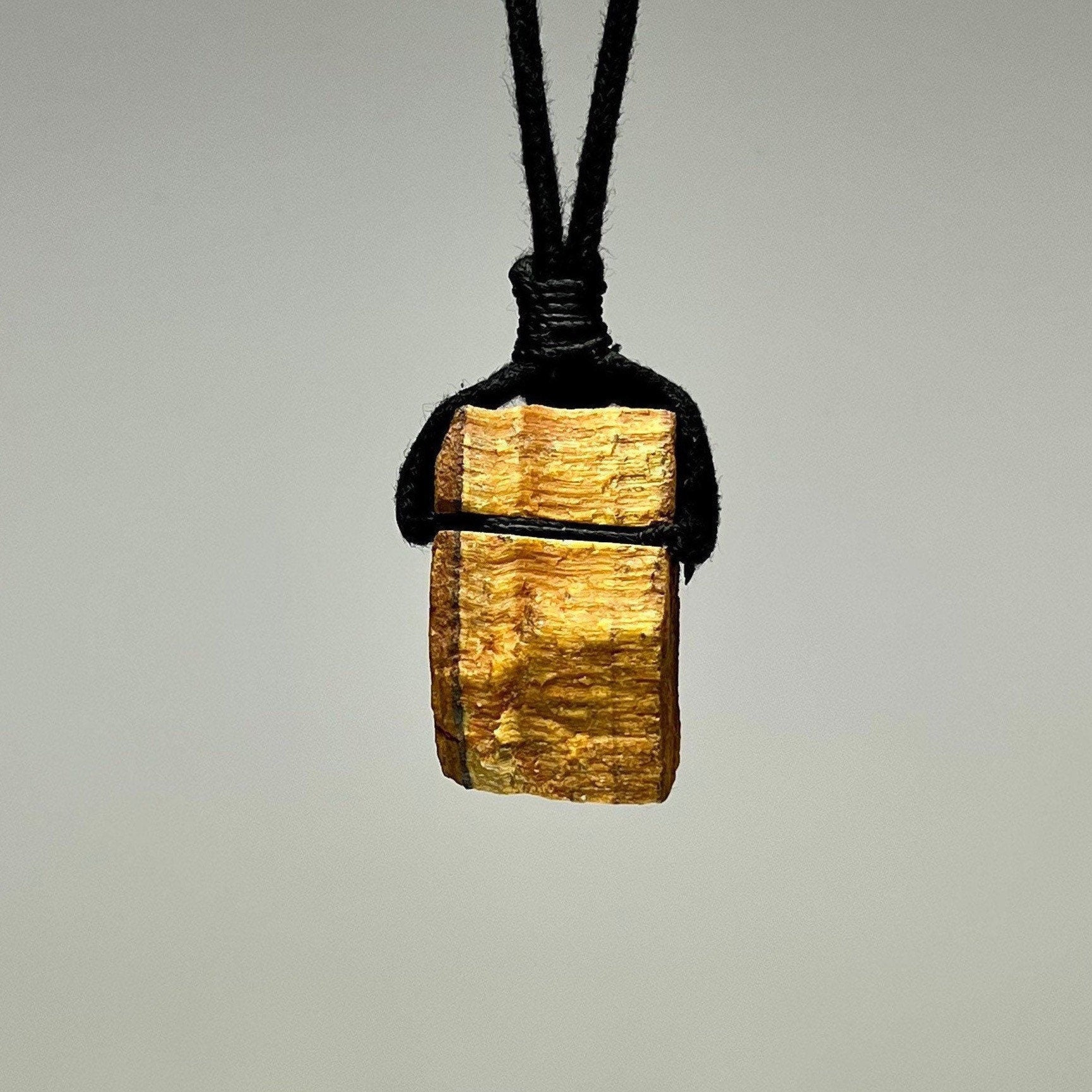 Tiger's Eye Pendant Necklace - Handmade Gemstone Cord Necklace
