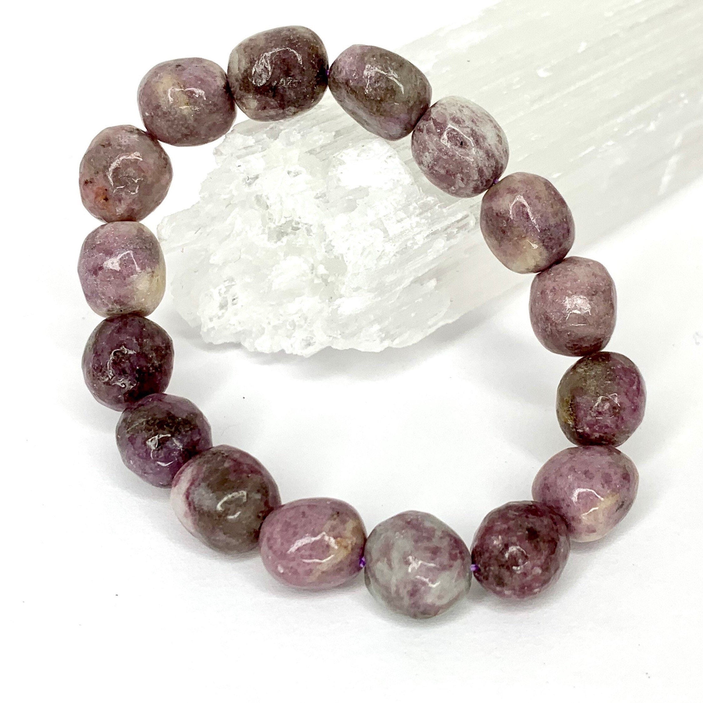 Lepidolite Crystal Bracelet: Handmade Gemstone Beaded Bracelet