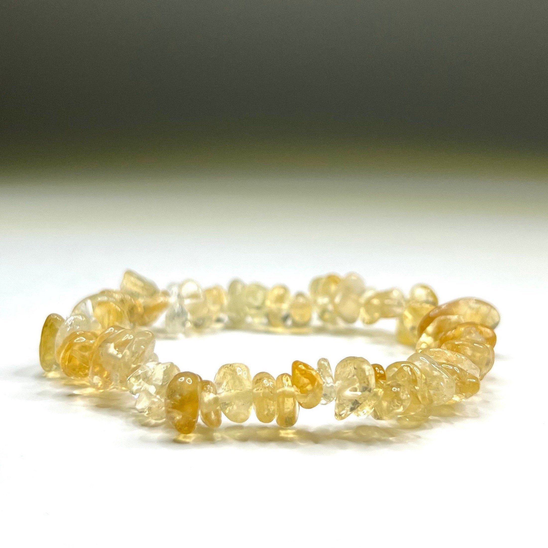 Citrine Crystal Chip Bracelet: Handmade Gemstone Stretch Bracelet
