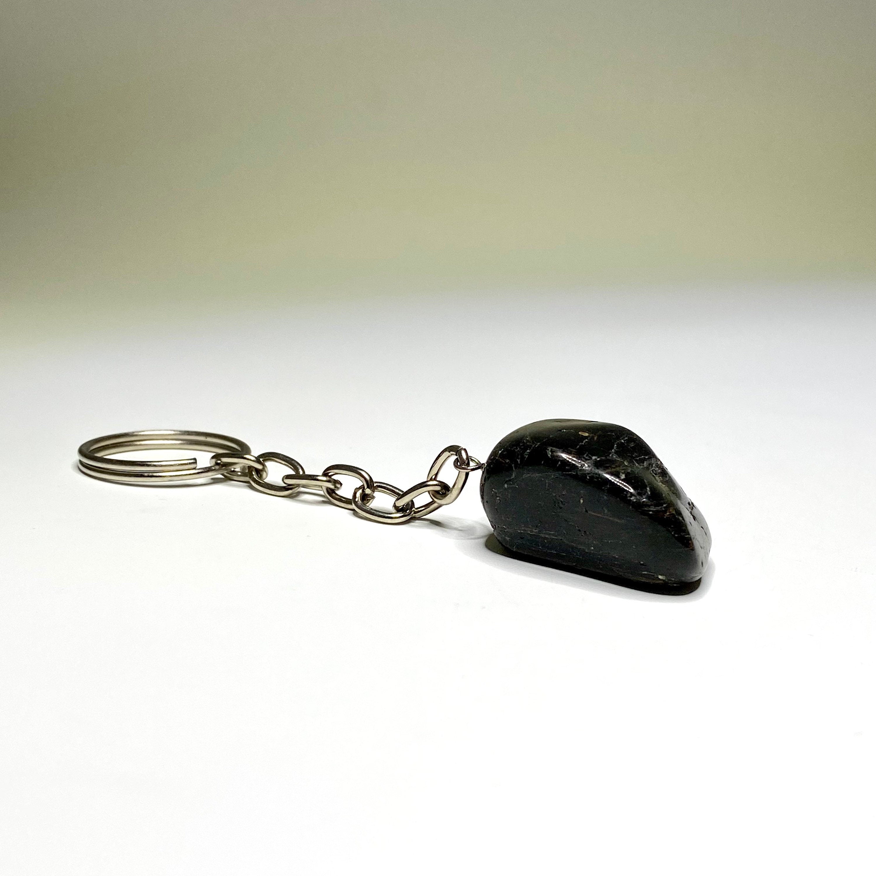 Black Tourmaline Crystal Keychain