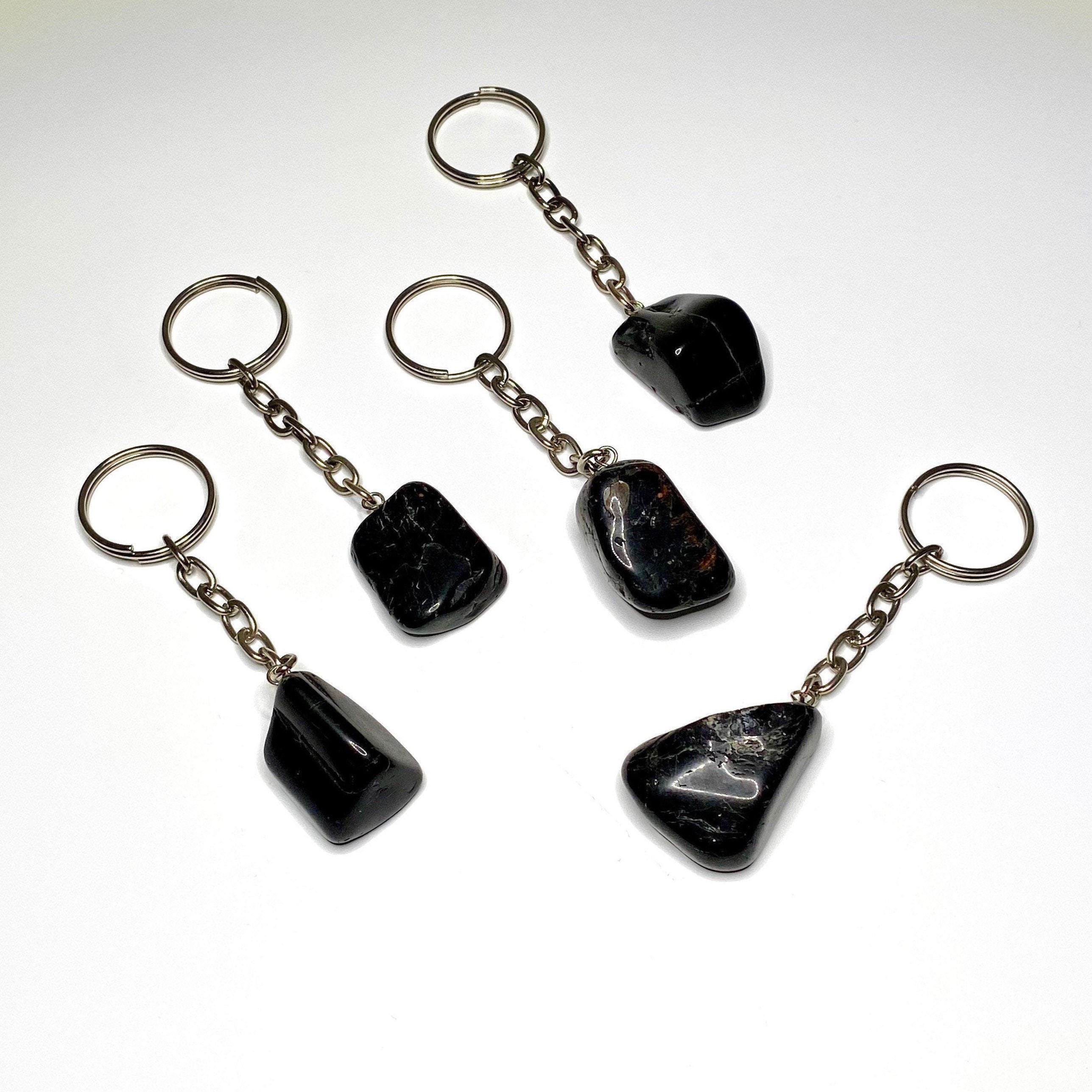Black Tourmaline Crystal Keychain