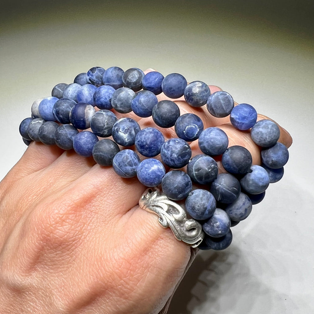 Sodalite Matte Bead Crystal Bracelet, 8mm Gemstone Beaded Bracelet
