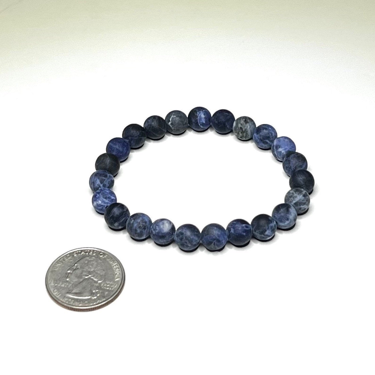 Sodalite Matte Bead Crystal Bracelet, 8mm Gemstone Beaded Bracelet