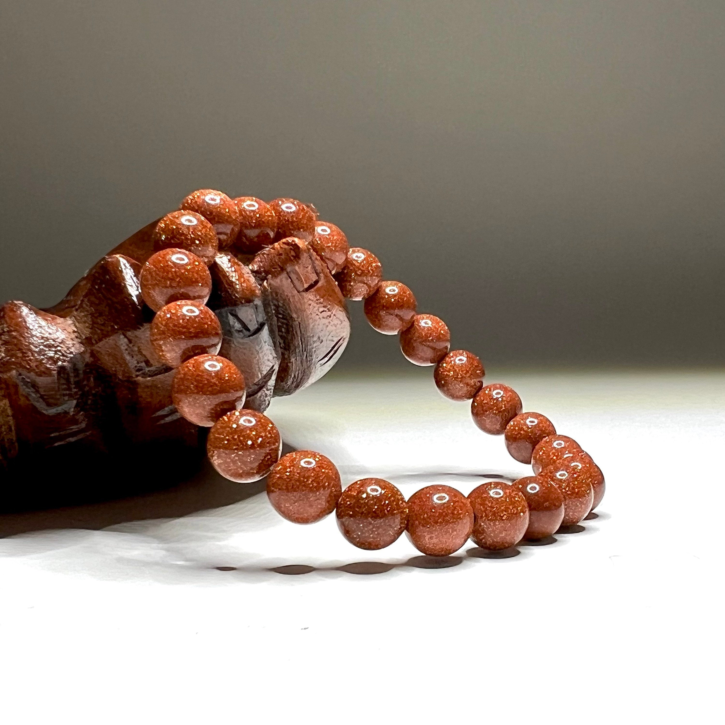 Red Goldstone Crystal Bracelet: Handmade Gemstone Beaded Bracelet