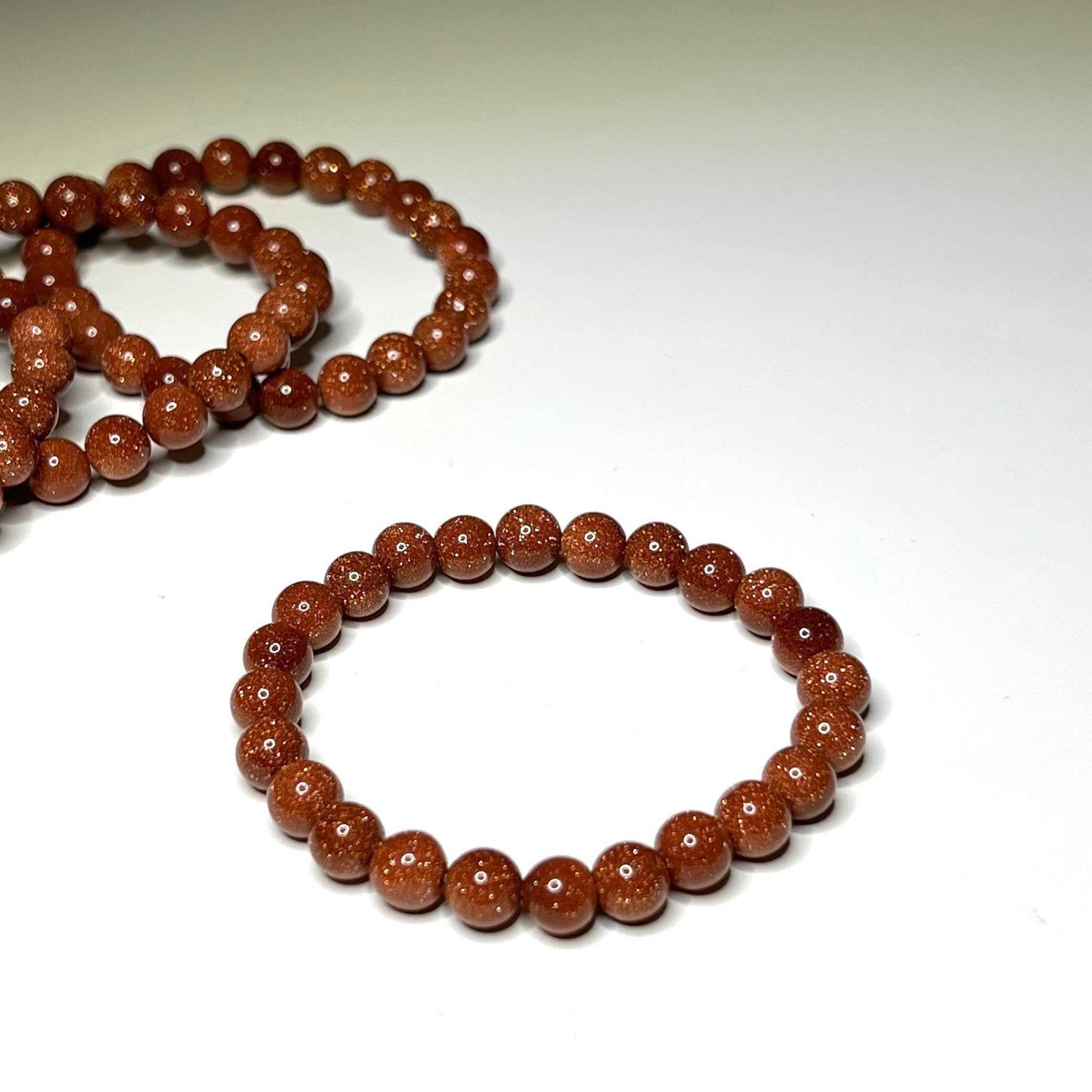 Red Goldstone Crystal Bracelet: Handmade Gemstone Beaded Bracelet