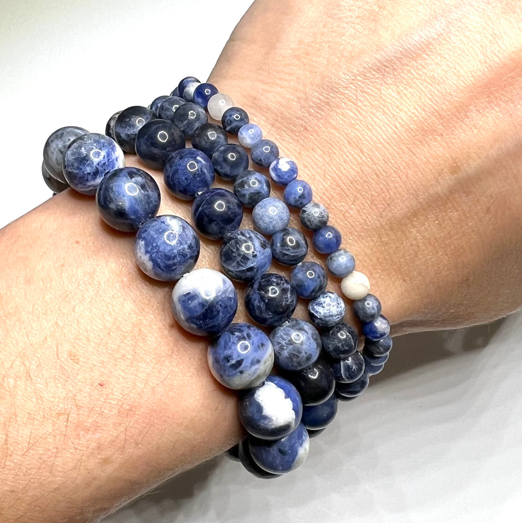 Sodalite Crystal Beaded Bracelet - 4mm, 6mm, 8mm, 10mm Options