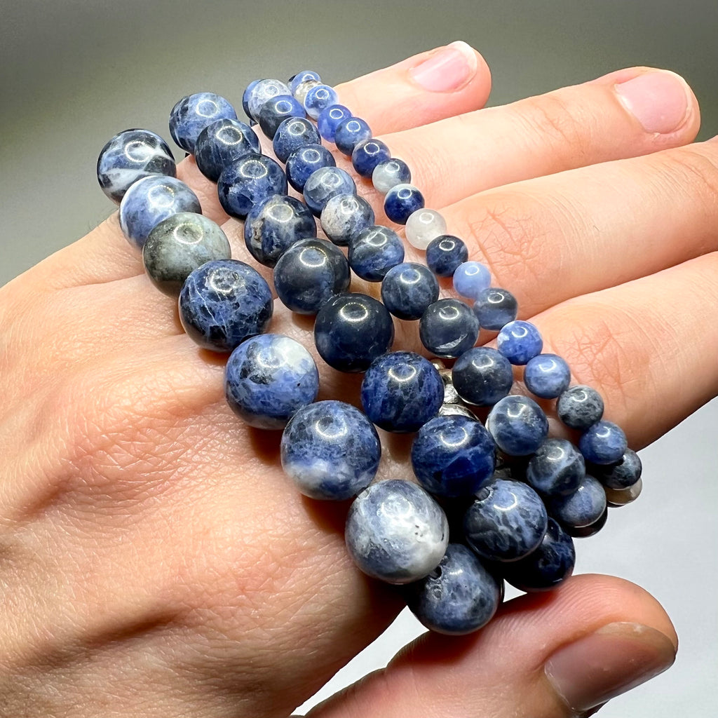 Sodalite Crystal Beaded Bracelet - 4mm, 6mm, 8mm, 10mm Options