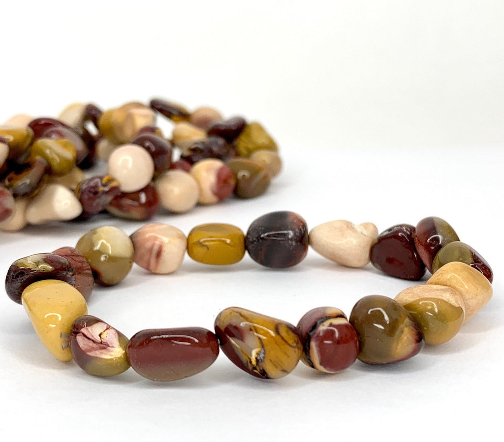Mookaite Jasper Tumbled Beaded Crystal Bracelet