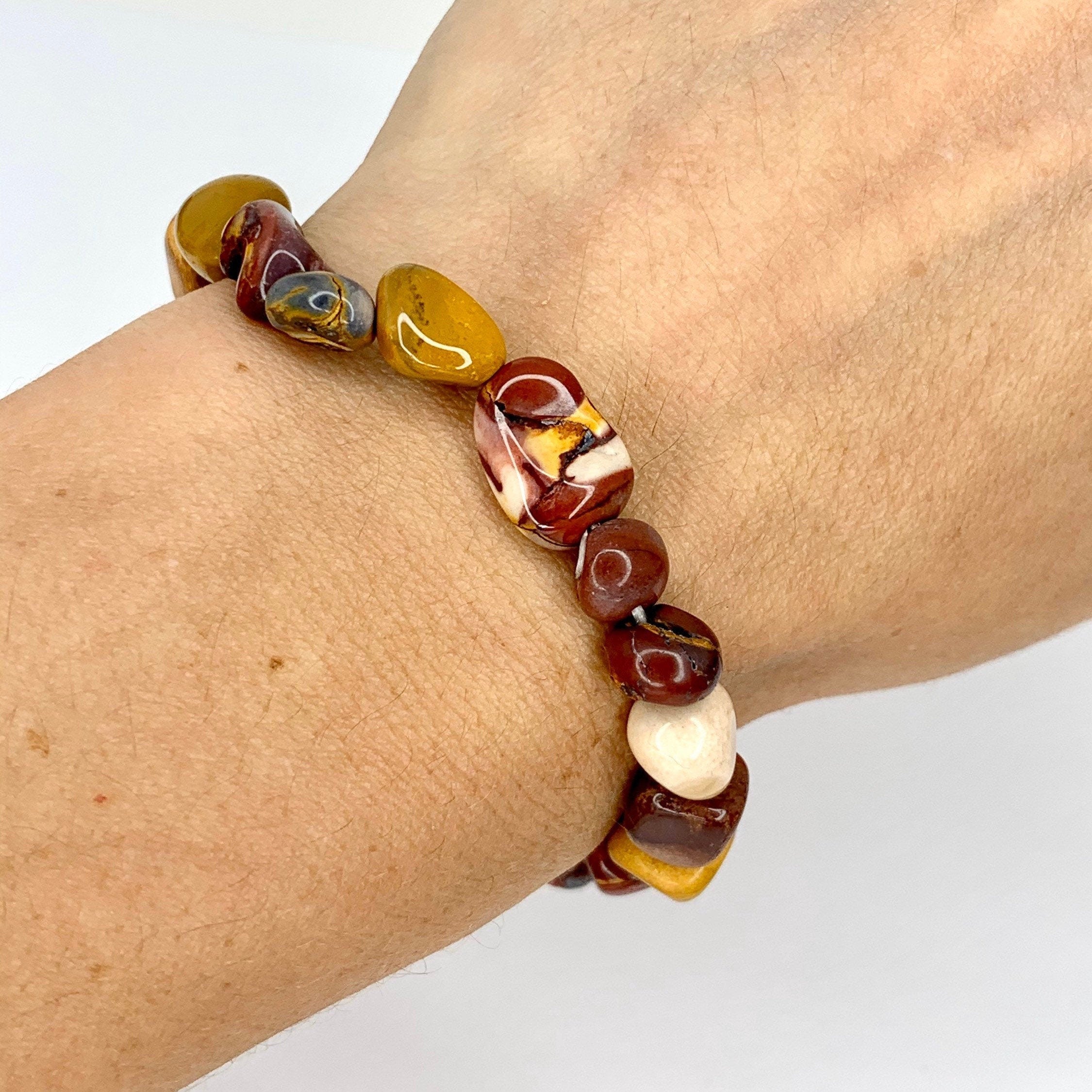 Mookaite Jasper Tumbled Beaded Crystal Bracelet