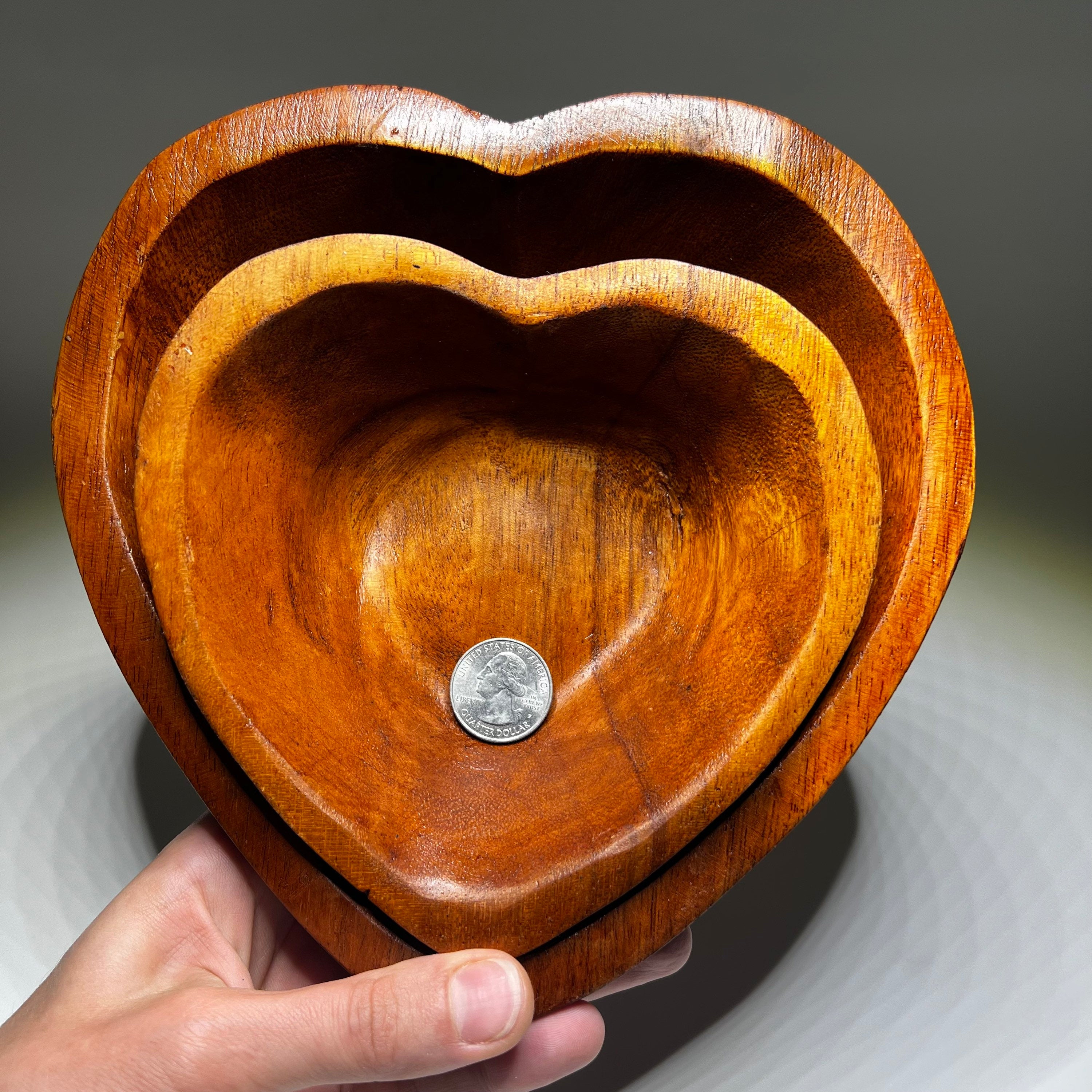 Handmade Heart Shaped Wood Bowl – Trinket Dish, Jewelry Holder