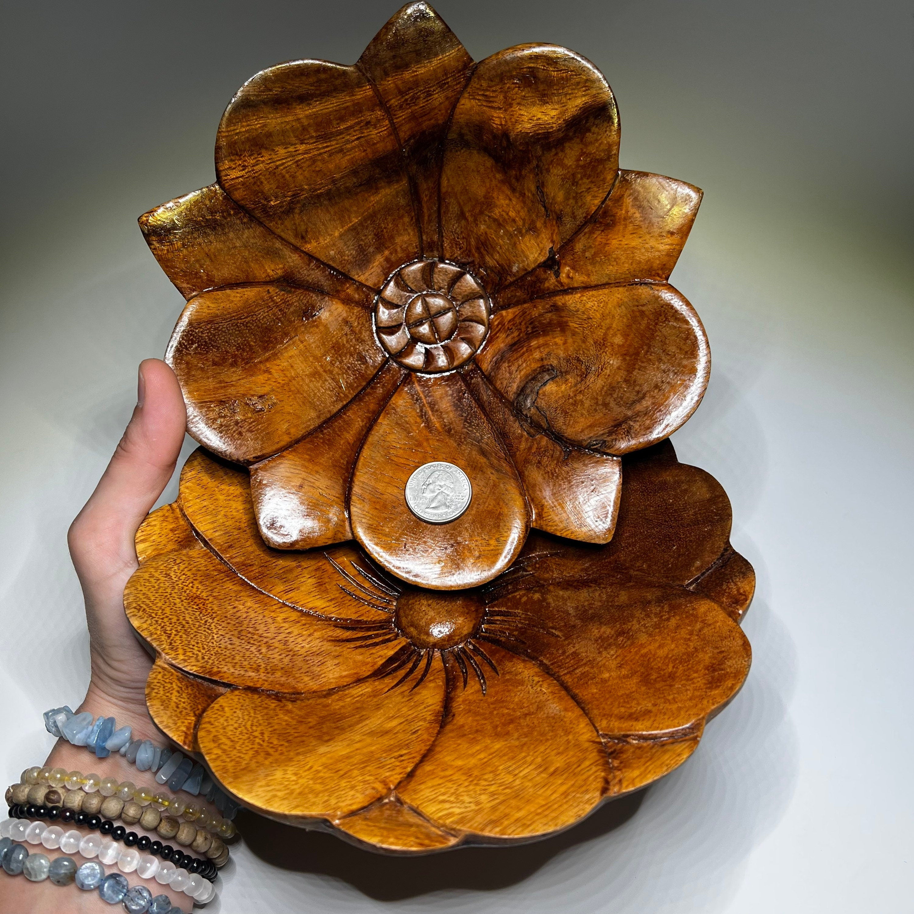 Lotus Flower Wooden Bowl