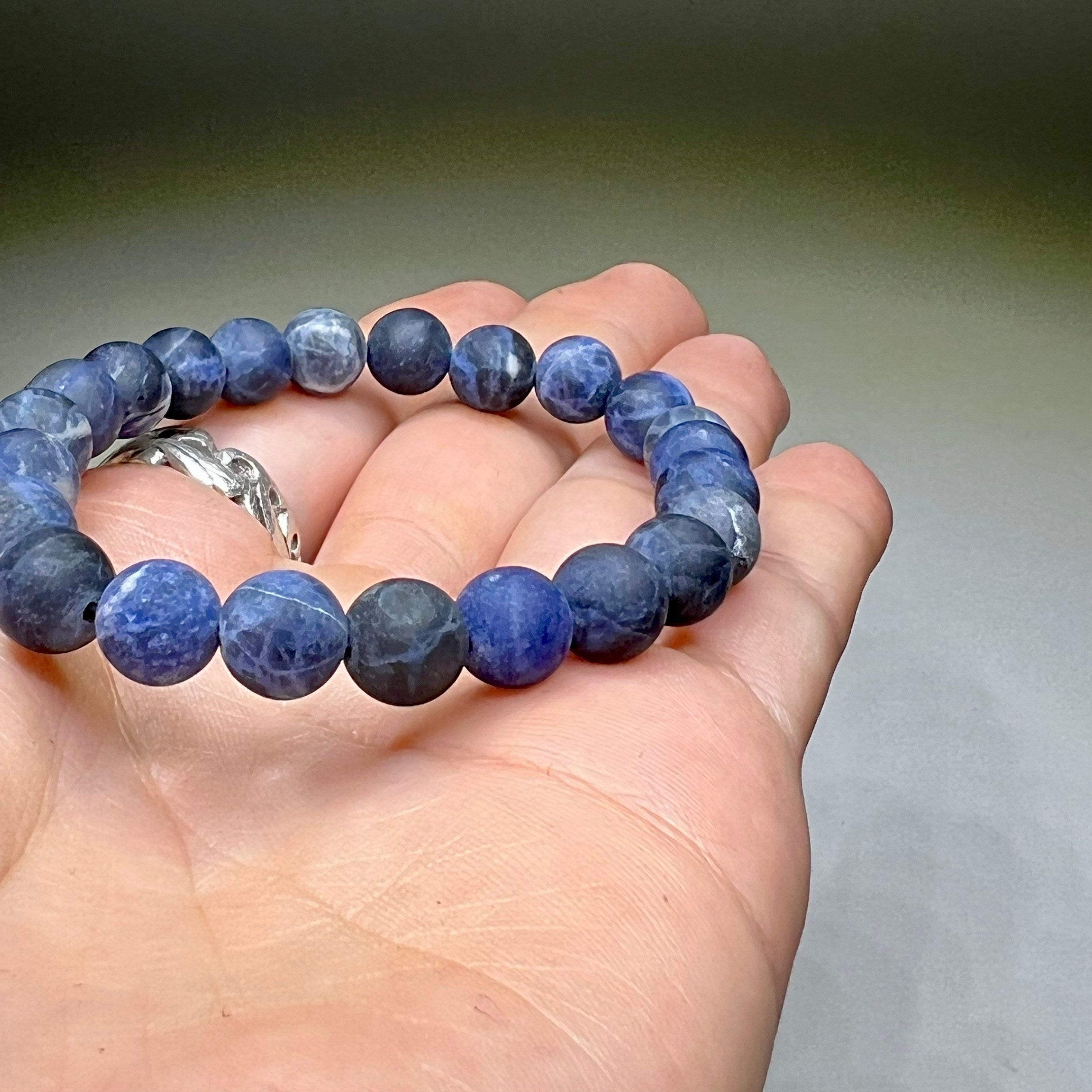 Sodalite Matte Bead Crystal Bracelet, 8mm Gemstone Beaded Bracelet