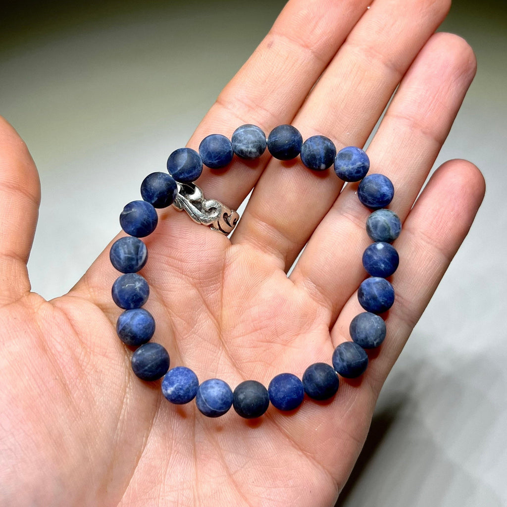 Sodalite Matte Bead Crystal Bracelet, 8mm Gemstone Beaded Bracelet