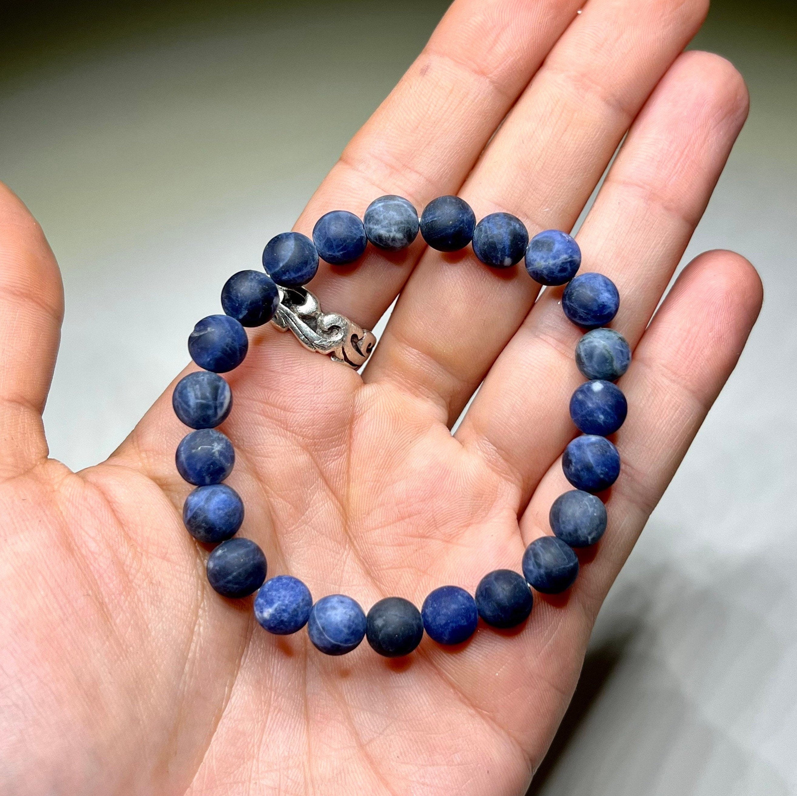 Sodalite Matte Bead Crystal Bracelet, 8mm Gemstone Beaded Bracelet