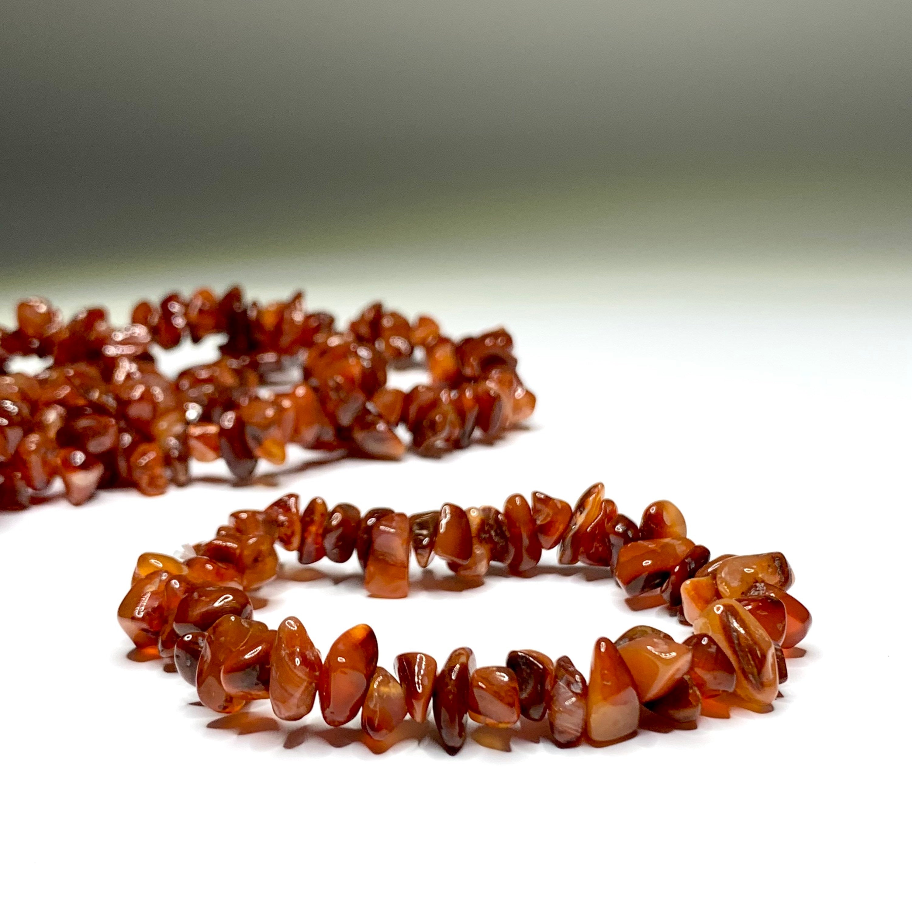 Carnelian Crystal Bracelet: Gemstone Chips Beaded Bracelet