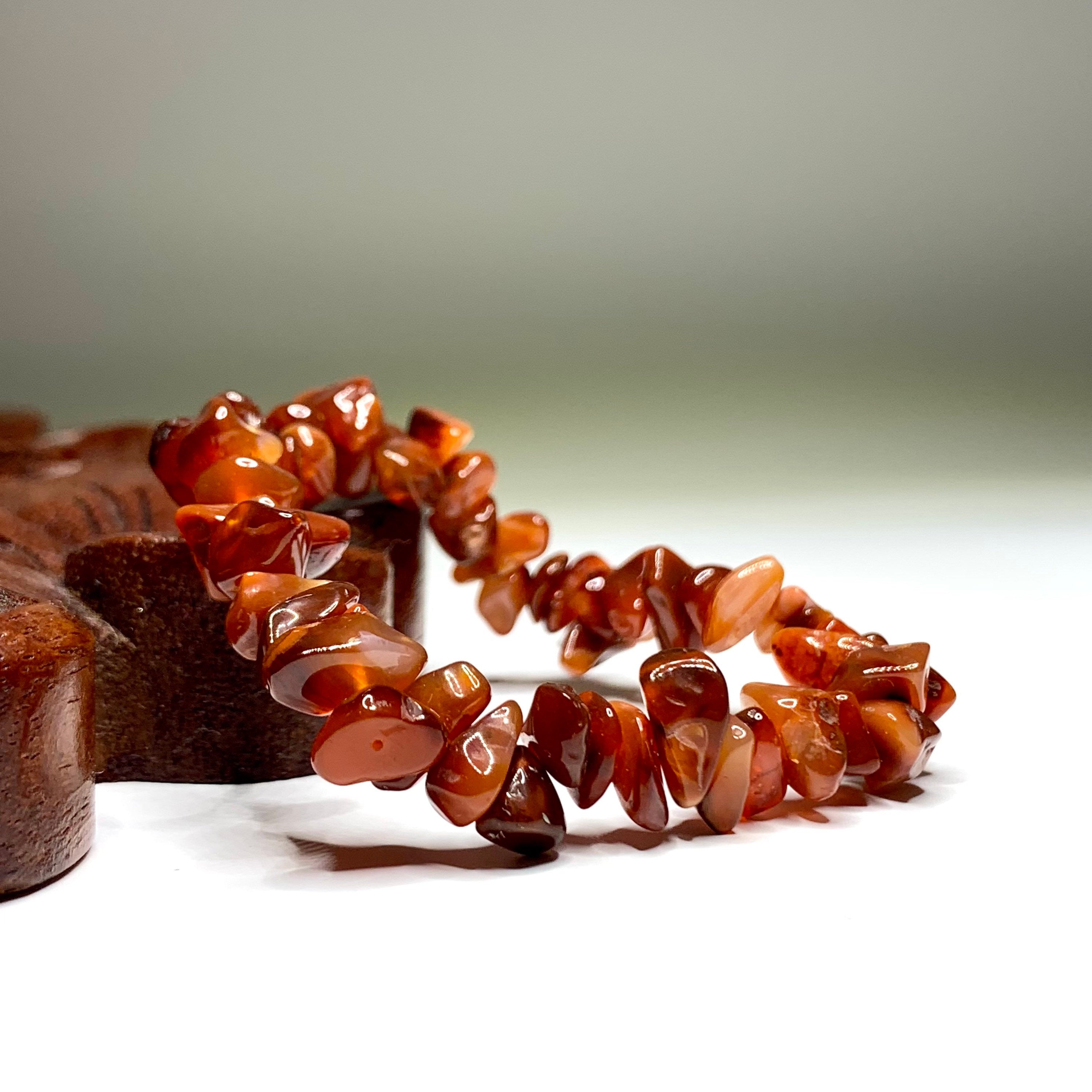 Carnelian Crystal Bracelet: Gemstone Chips Beaded Bracelet