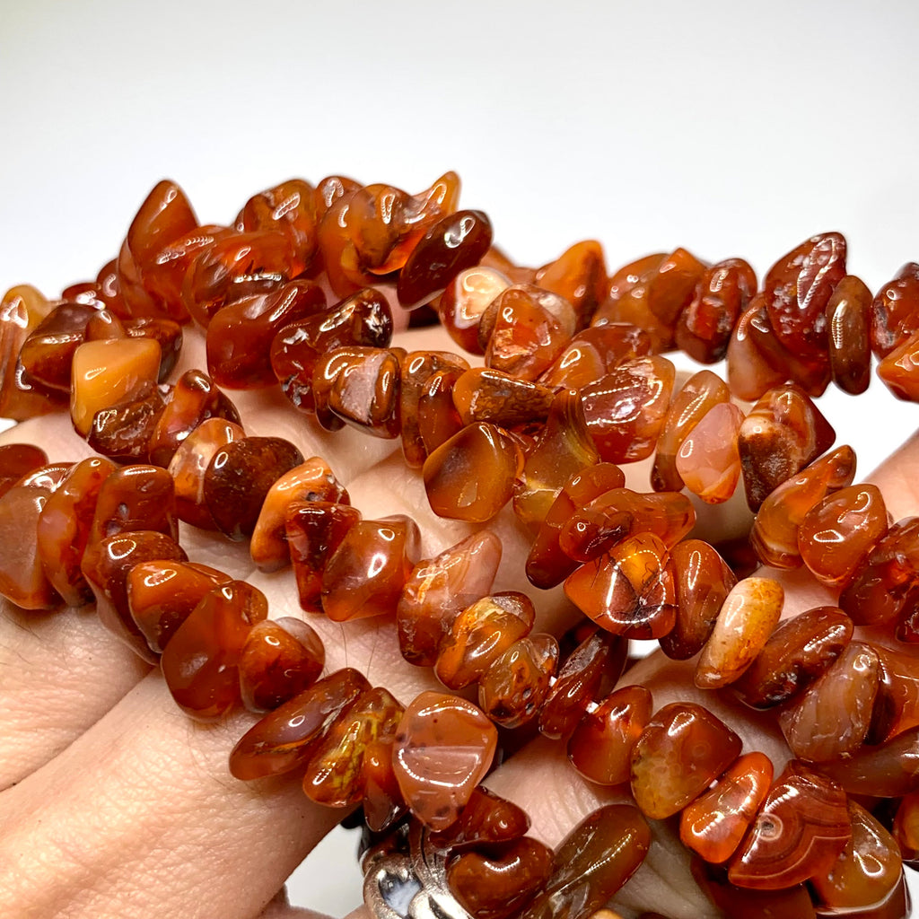 Carnelian Crystal Bracelet: Gemstone Chips Beaded Bracelet